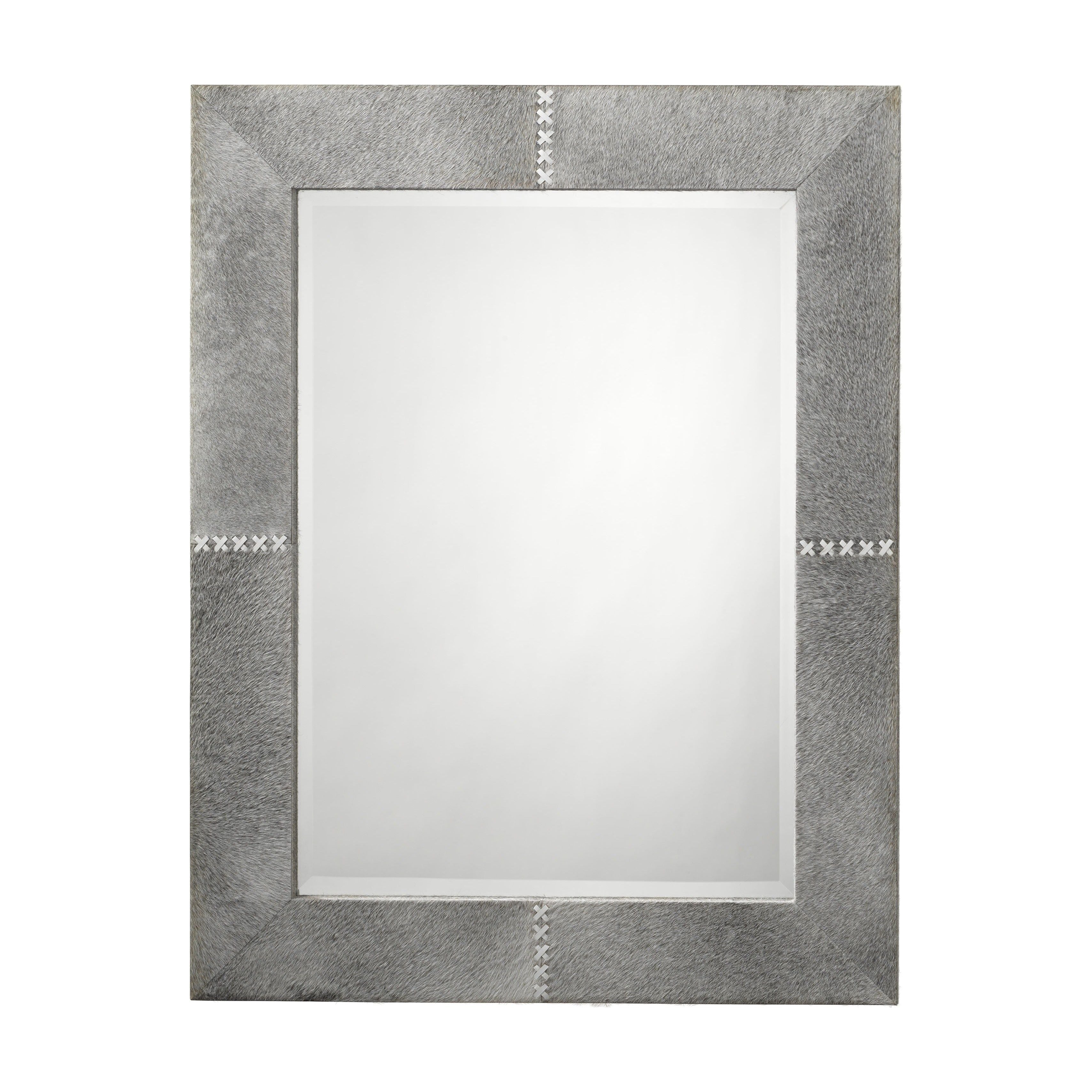 Cross Stitch Rectangle Hide Wall Mirror Grey by Jamie Young