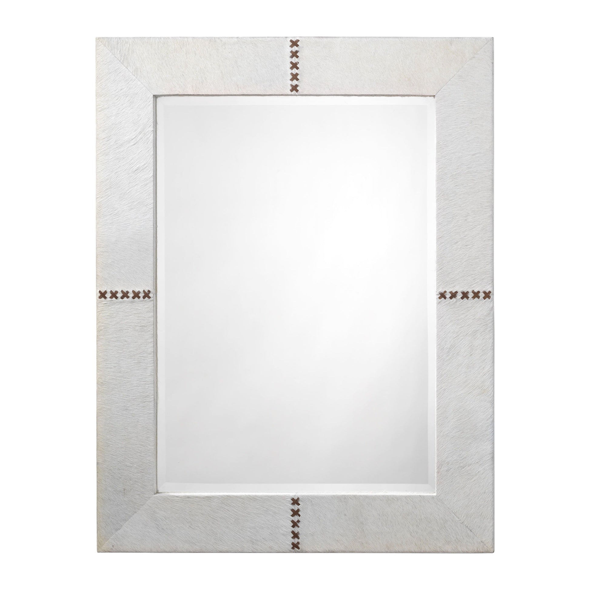 Cross Stitch Rectangle Hide Wall Mirror White by Jamie Young