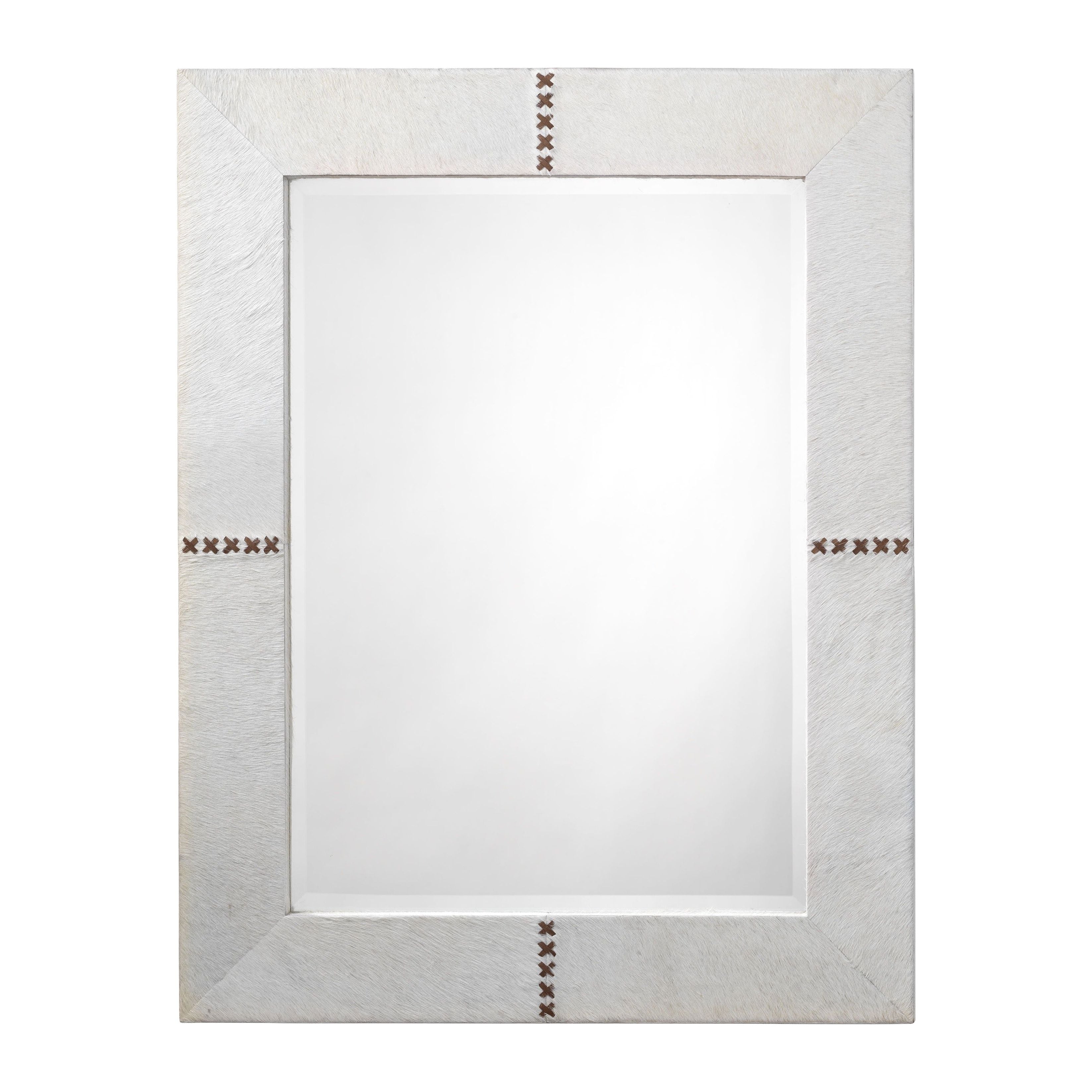 Cross Stitch Rectangle Hide Wall Mirror White by Jamie Young