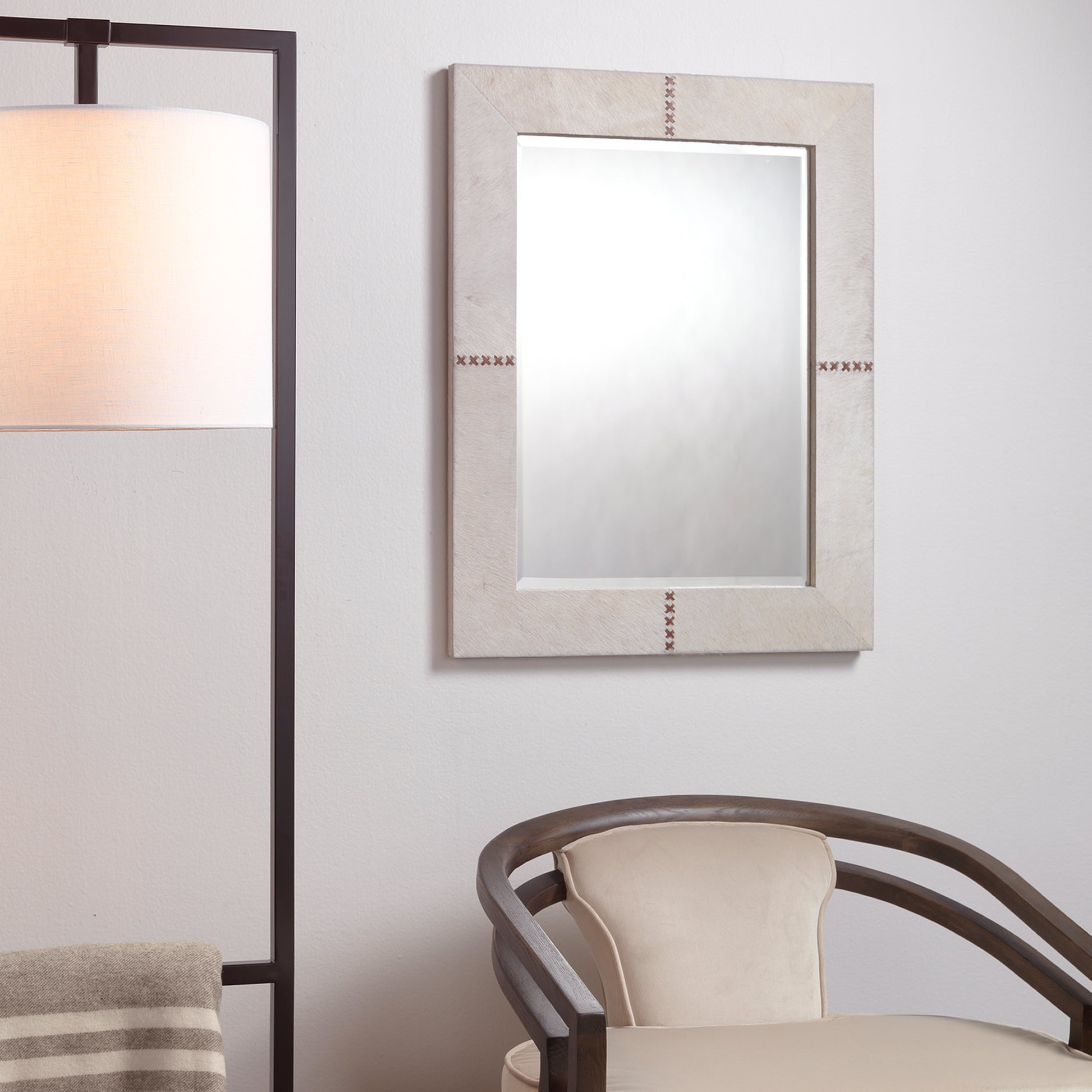 Cross Stitch Rectangle Hide Wall Mirror by Jamie Young