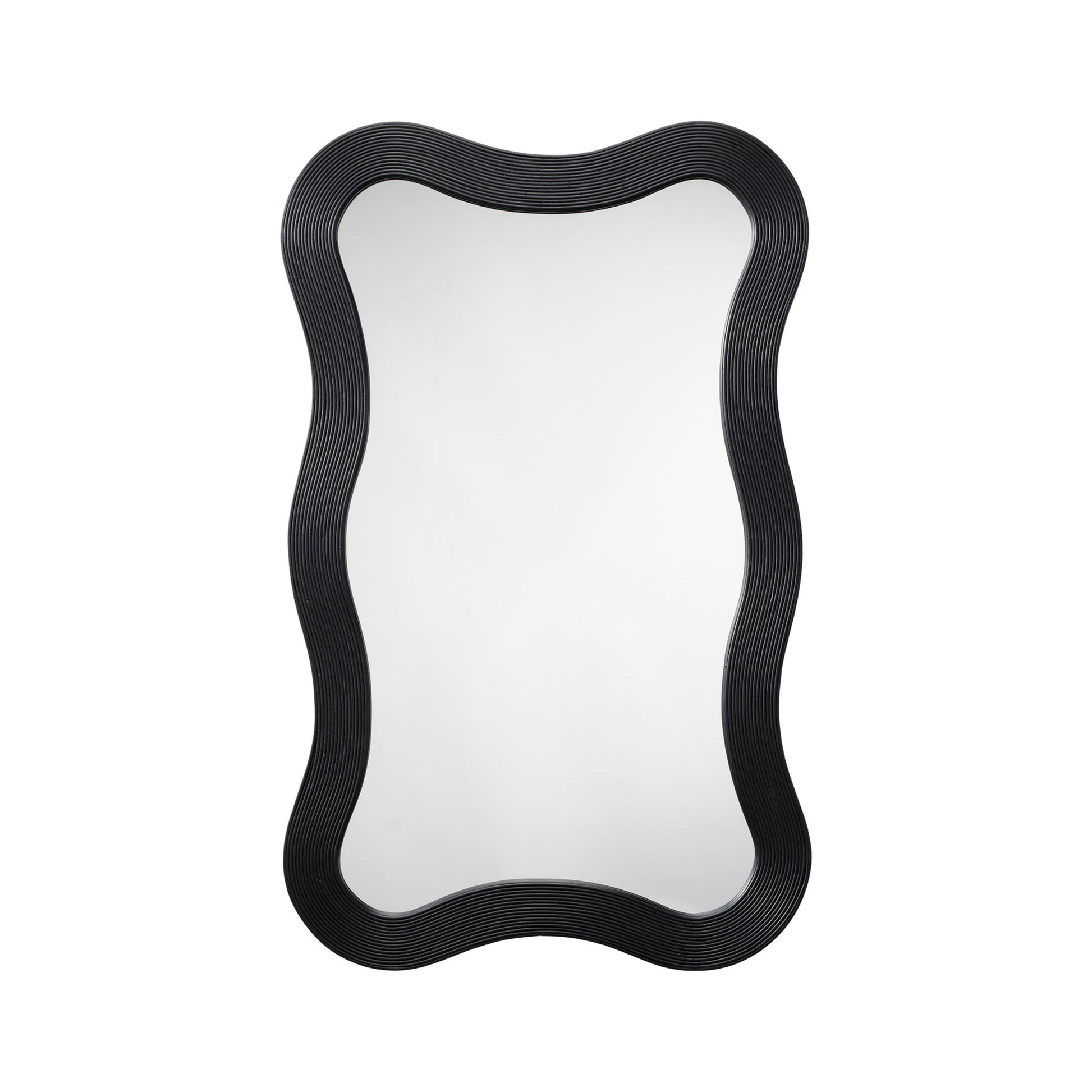 Deli Wavy Bamboo Wall Mirror Black by Jamie Young