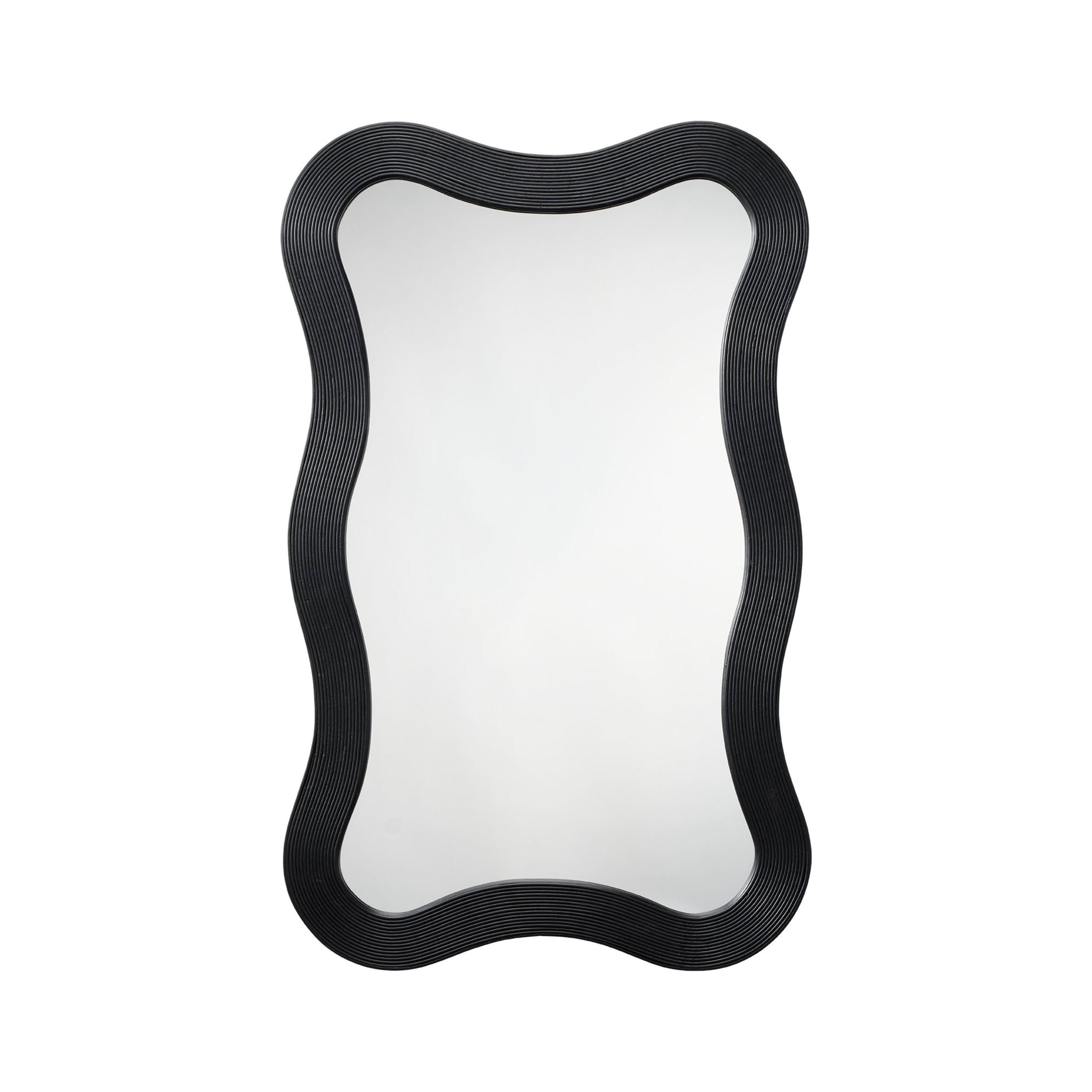 Deli Wavy Bamboo Wall Mirror Black by Jamie Young