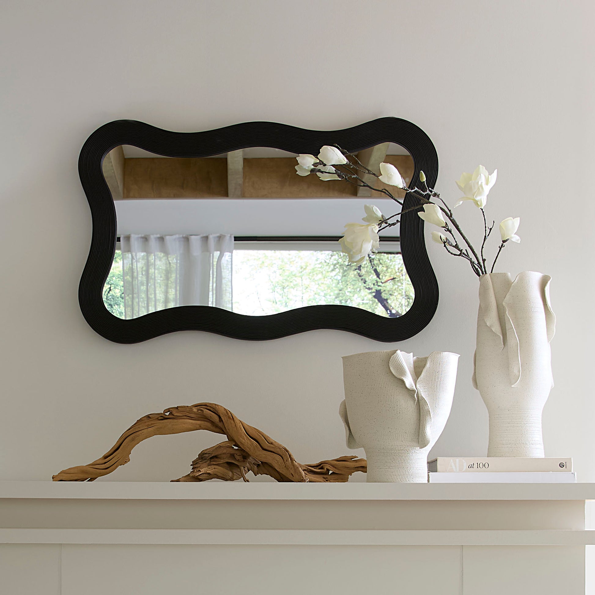 Deli Wavy Bamboo Wall Mirror by Jamie Young