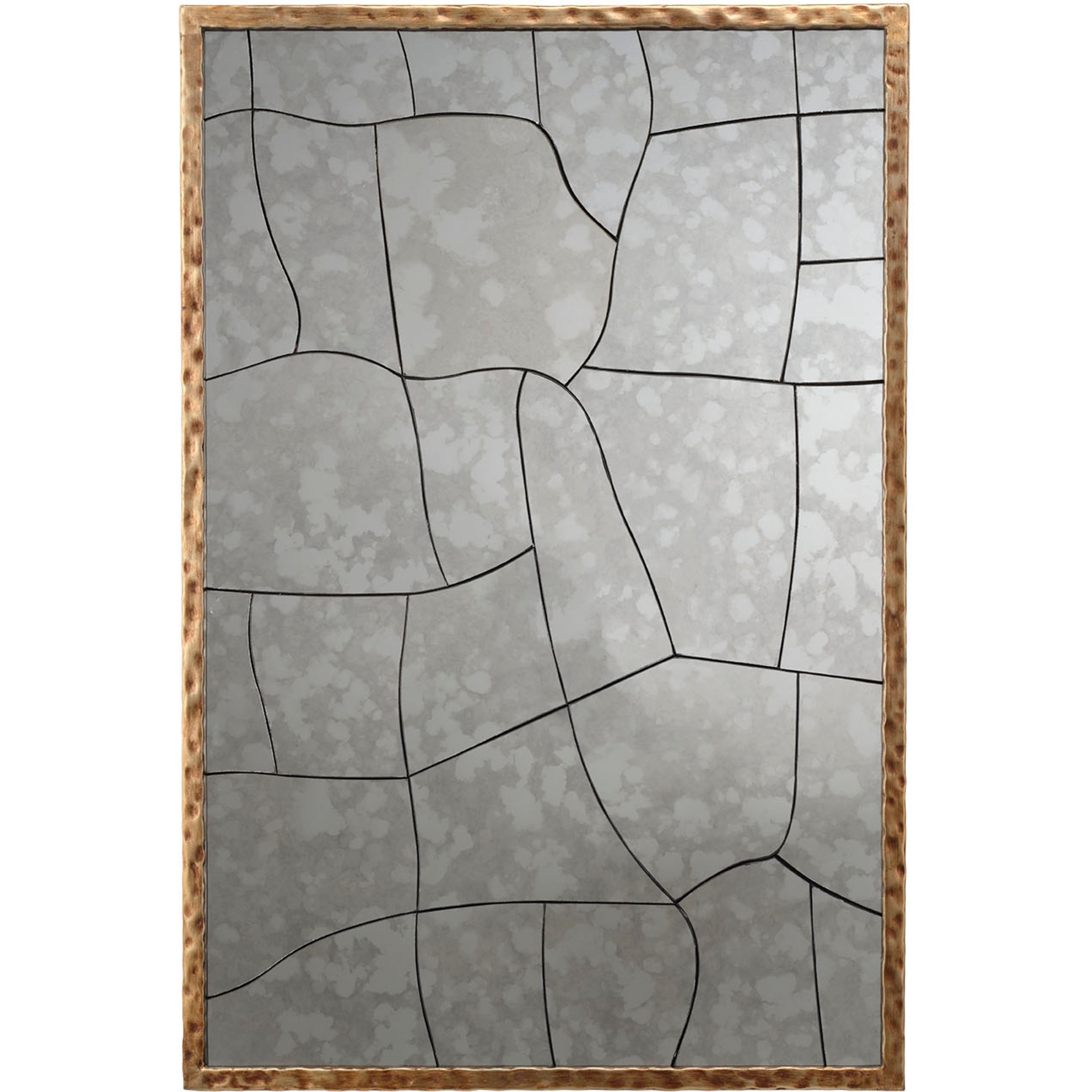 Fractured Hammered Iron Rectangle Wall Mirror by Jamie Young