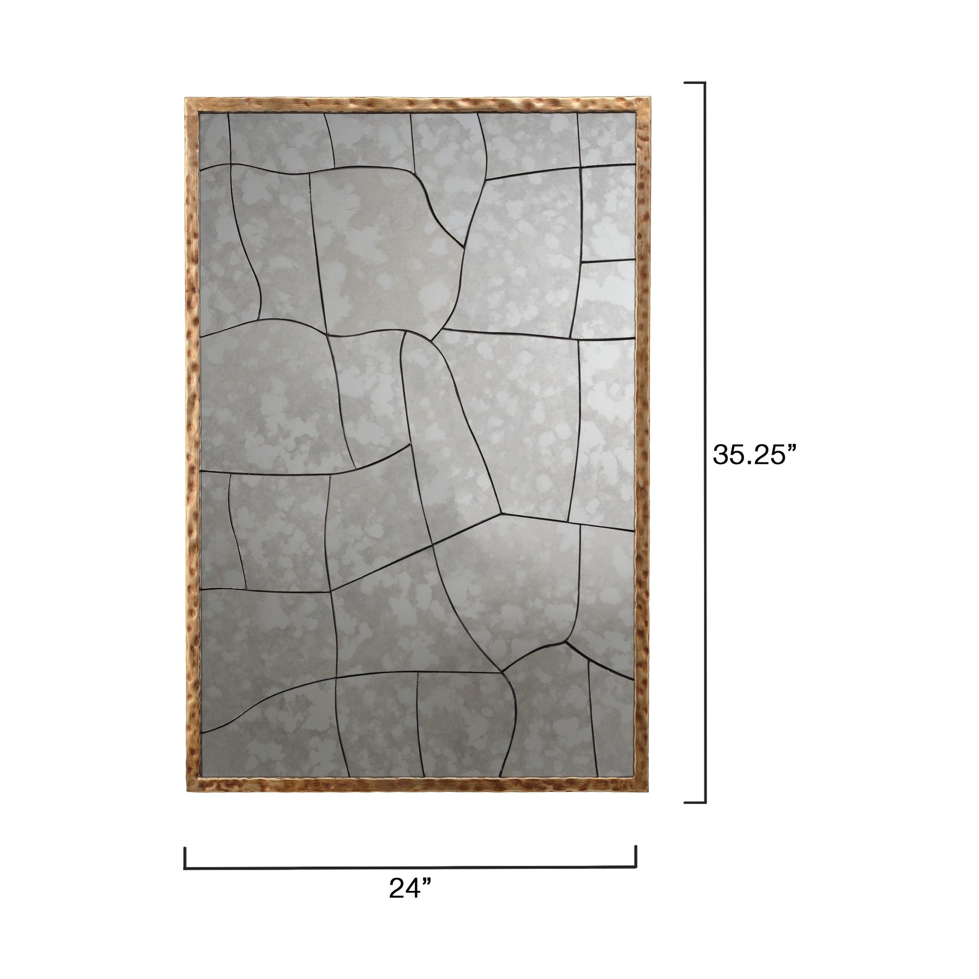 Fractured Hammered Iron Rectangle Wall Mirror by Jamie Young