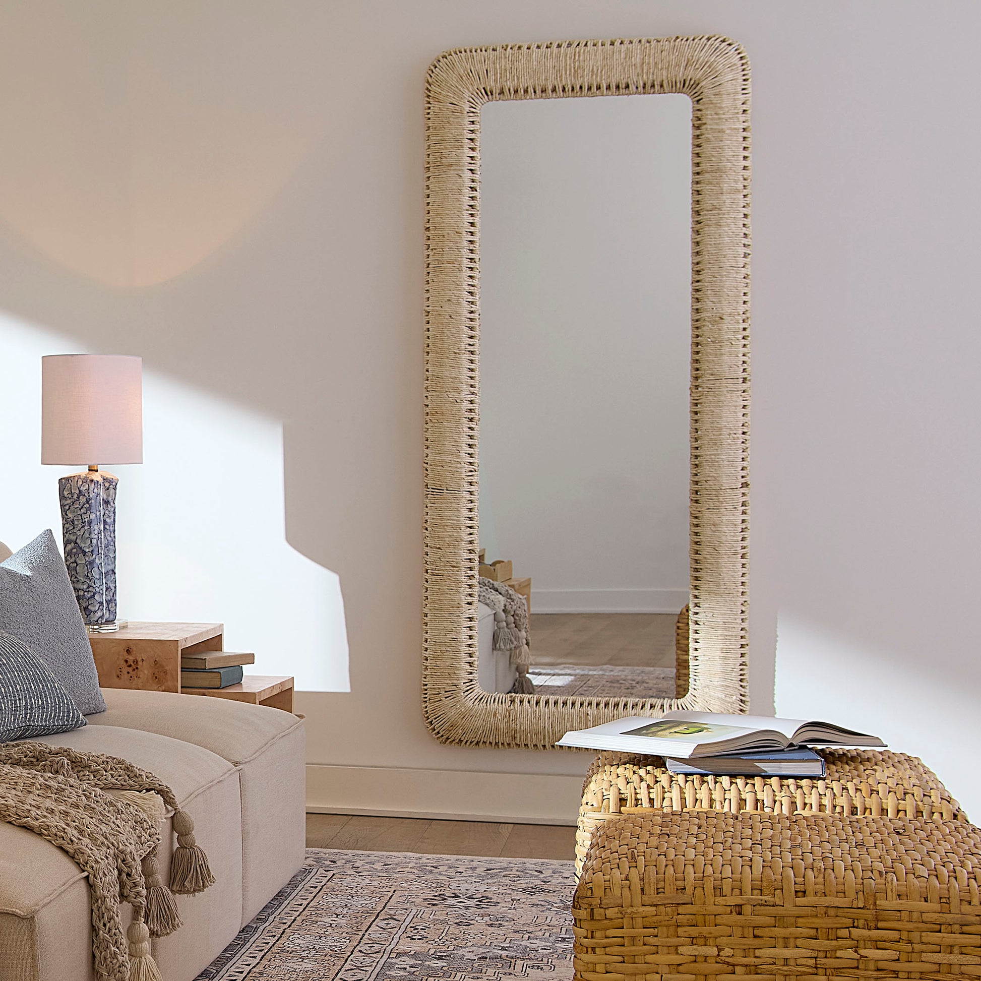 Hollis Rectangle Rope Floor Mirror by Jamie Young