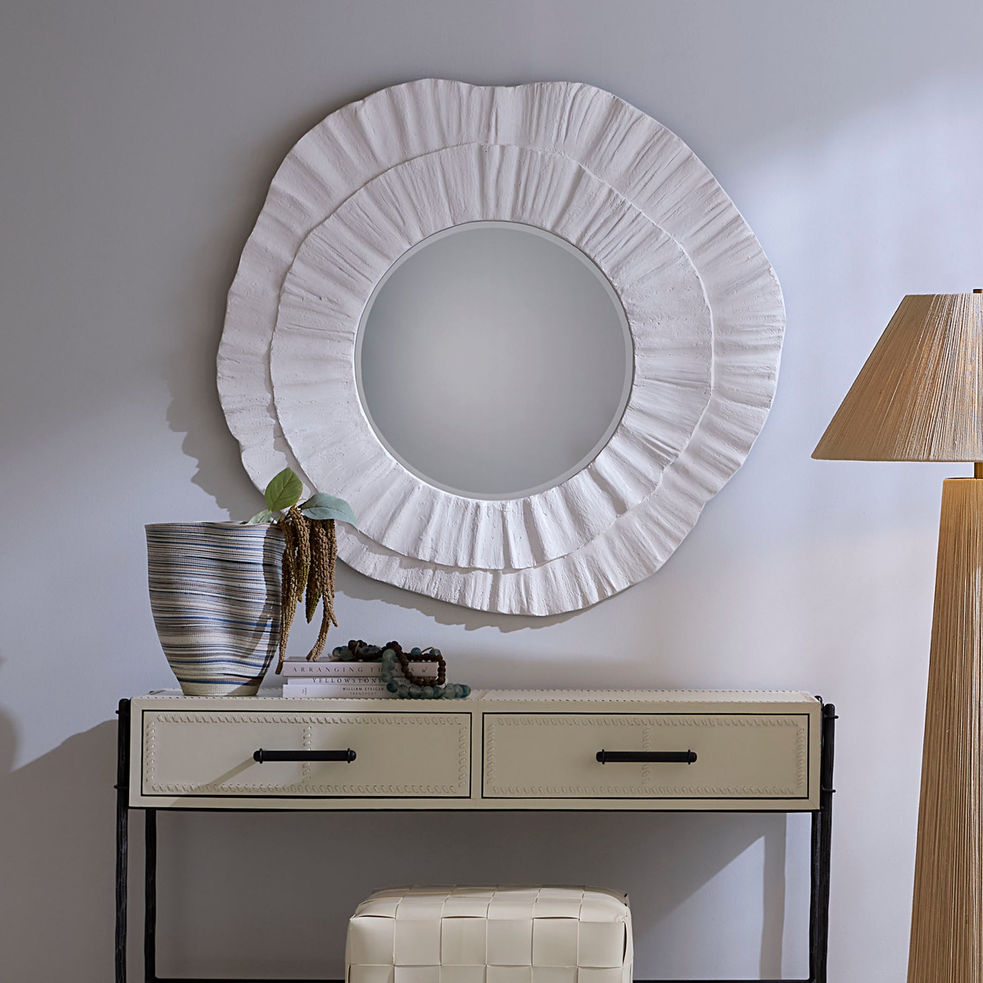 Millstone Resin Round Wall Mirror by Jamie Young