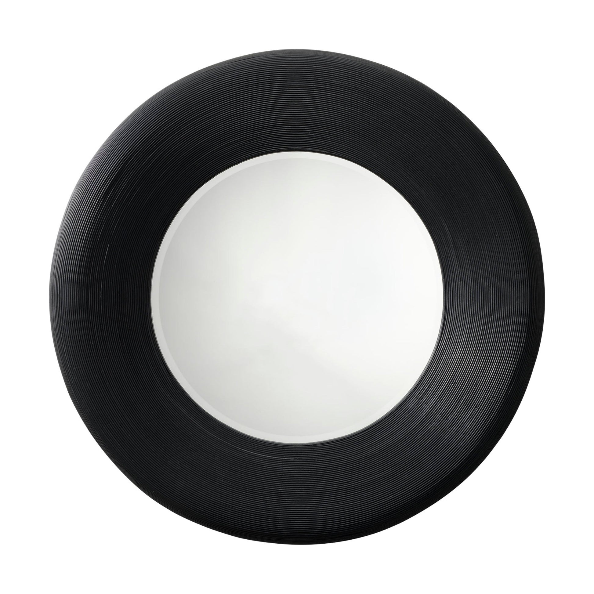 Paddock Bamboo Round Wall Mirror Black by Jamie Young