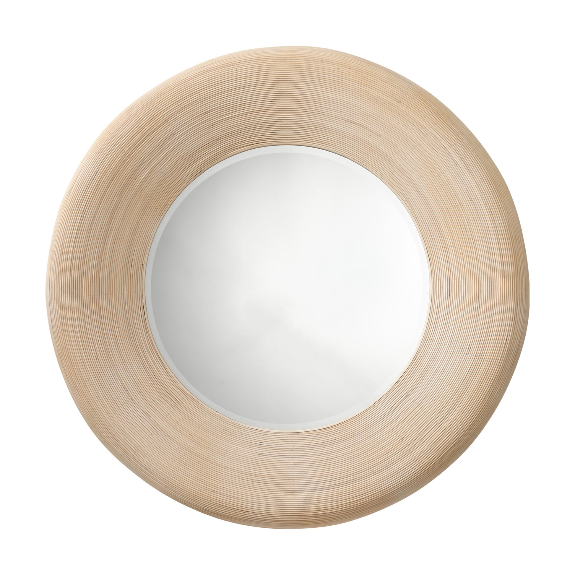 Paddock Bamboo Round Wall Mirror Cream by Jamie Young