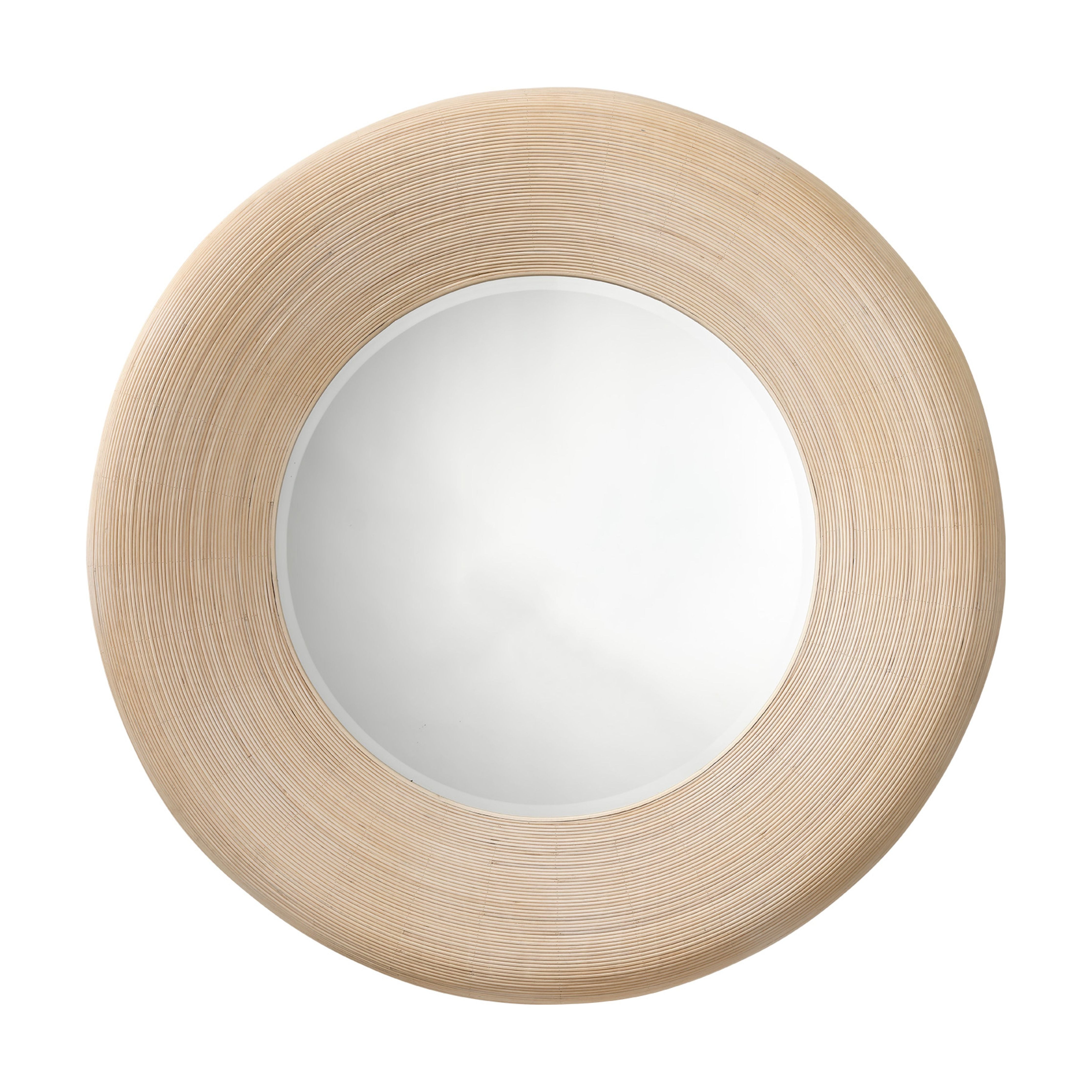Paddock Bamboo Round Wall Mirror Cream by Jamie Young