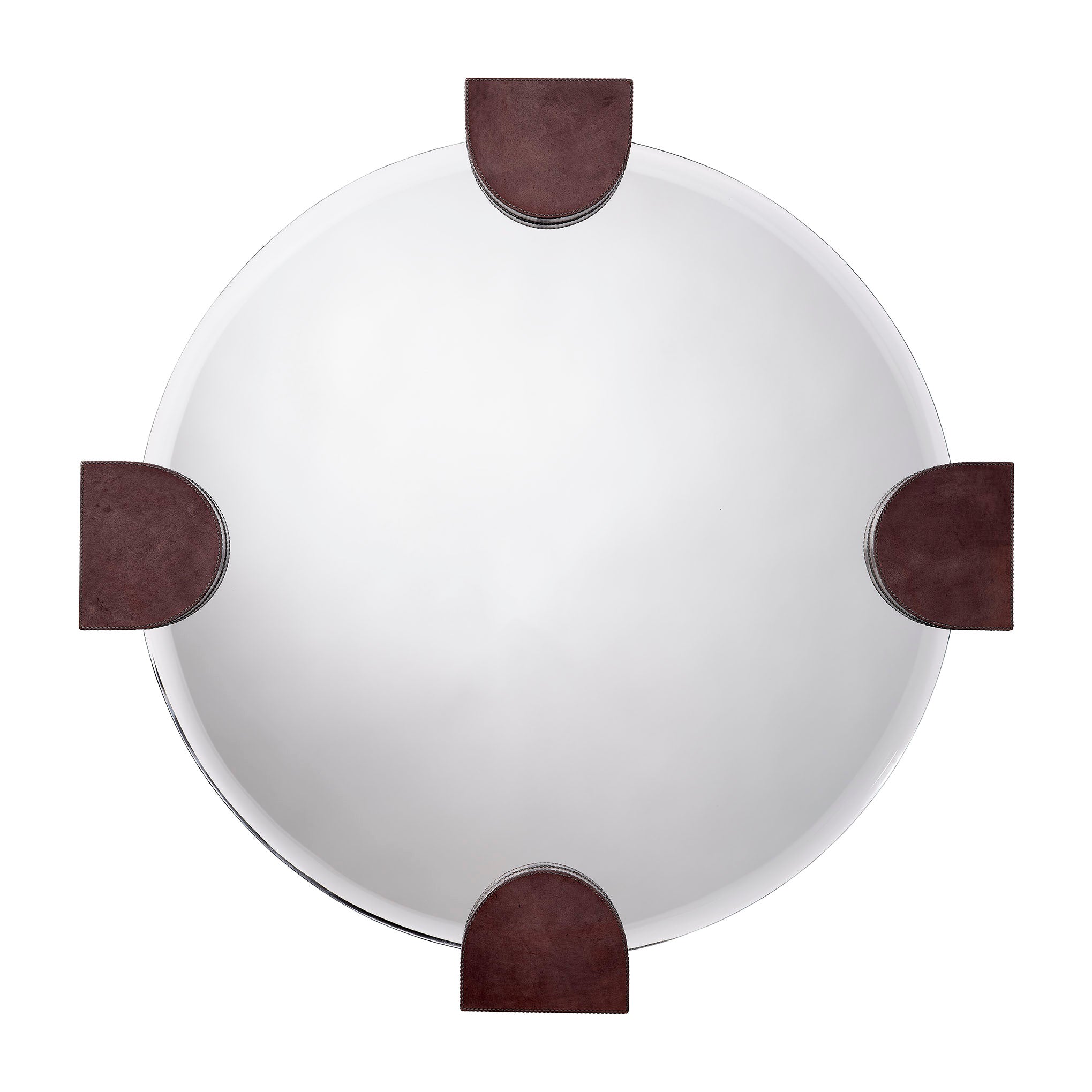 Quadrant Leather Round Wall Mirror by Jamie Young