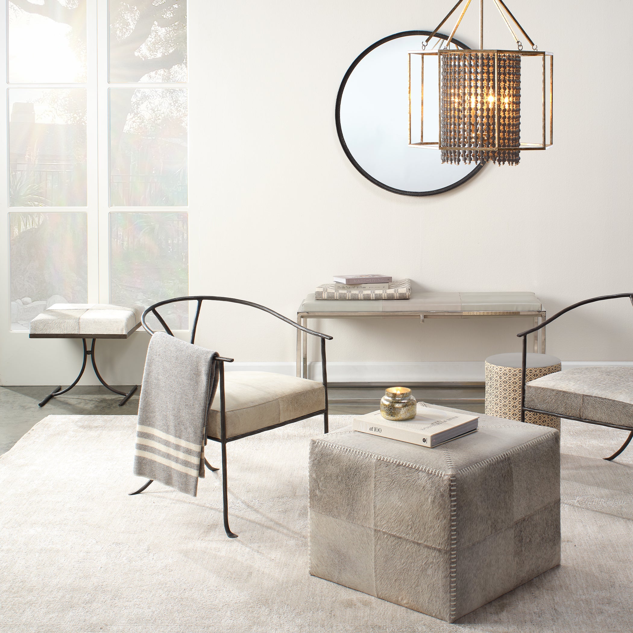 Refined Iron Round Wall Mirror by Jamie Young