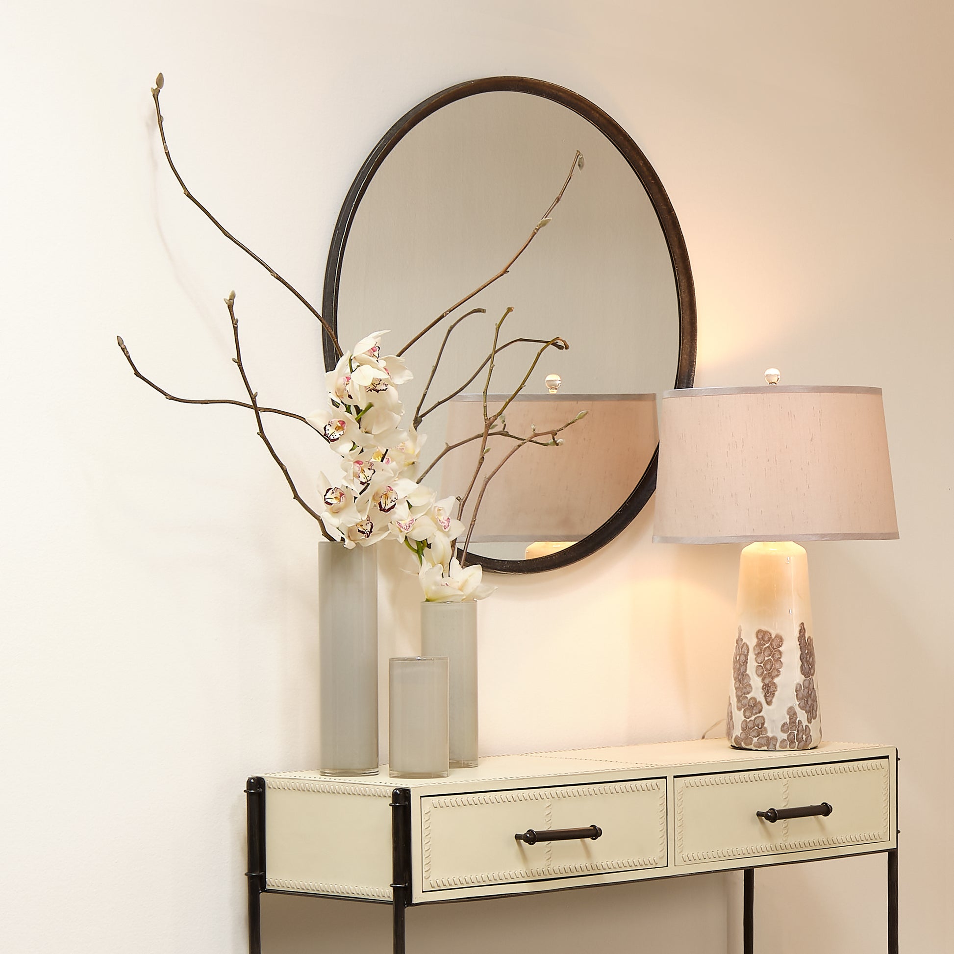 Refined Iron Round Wall Mirror by Jamie Young