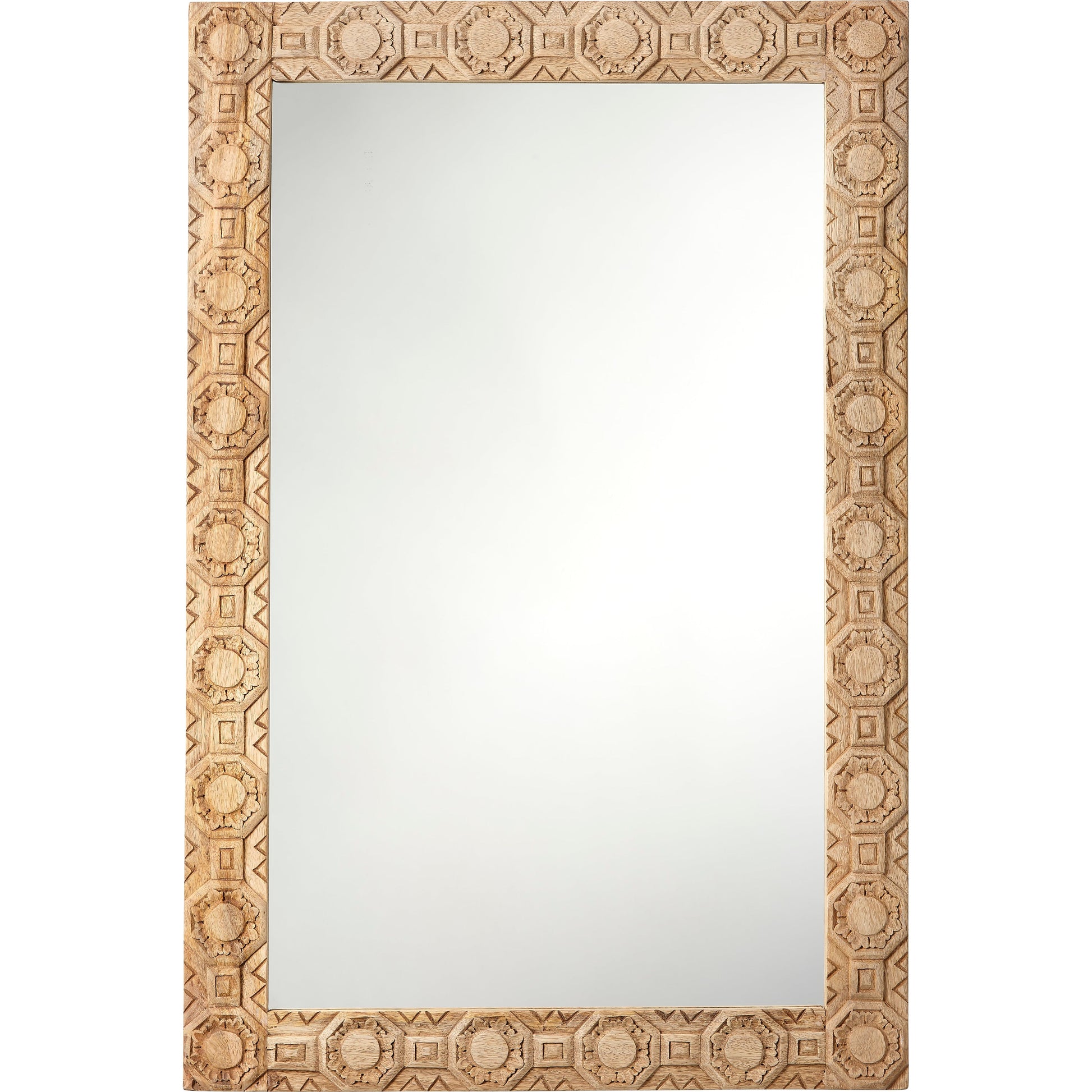 Relief Wood Carved Wall Mirror Rectangle by Jamie Young