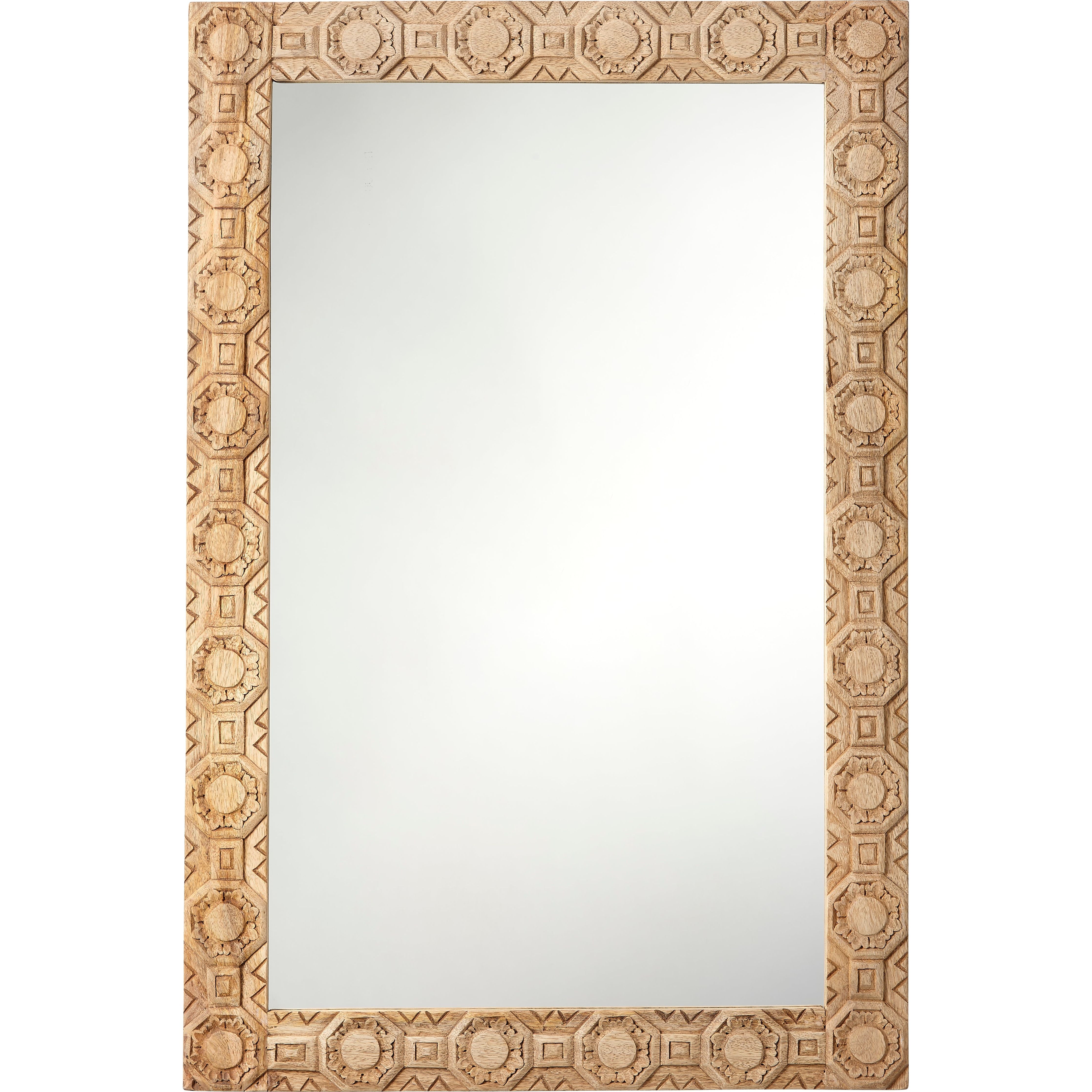 Relief Wood Carved Wall Mirror Rectangle by Jamie Young