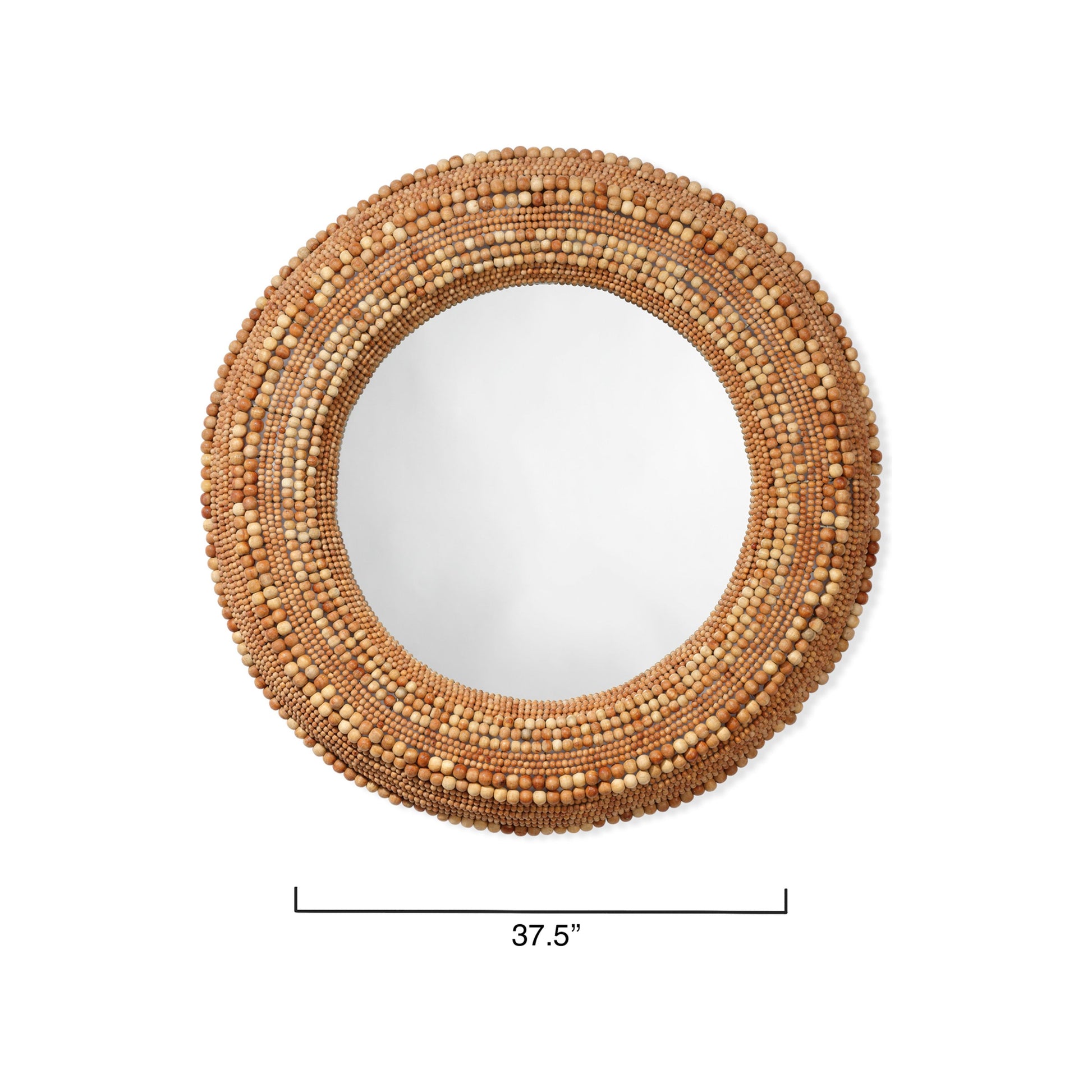 Strand Wood Beaded Round Wall Mirror by Jamie Young