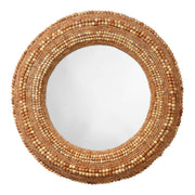 Strand Wood Beaded Round Wall Mirror Natural by Jamie Young