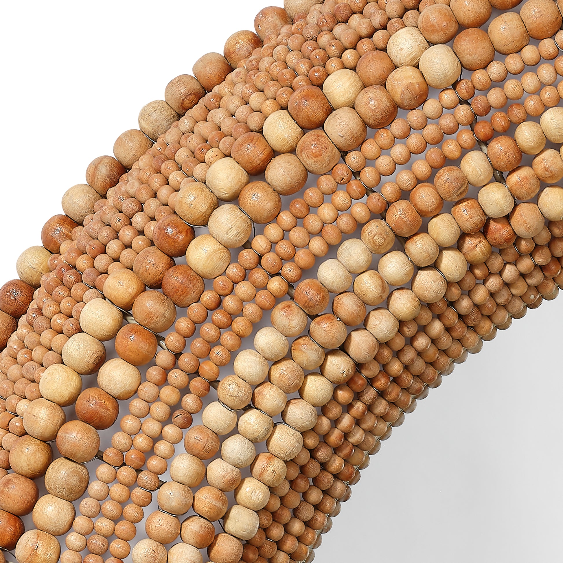Strand Wood Beaded Round Wall Mirror by Jamie Young