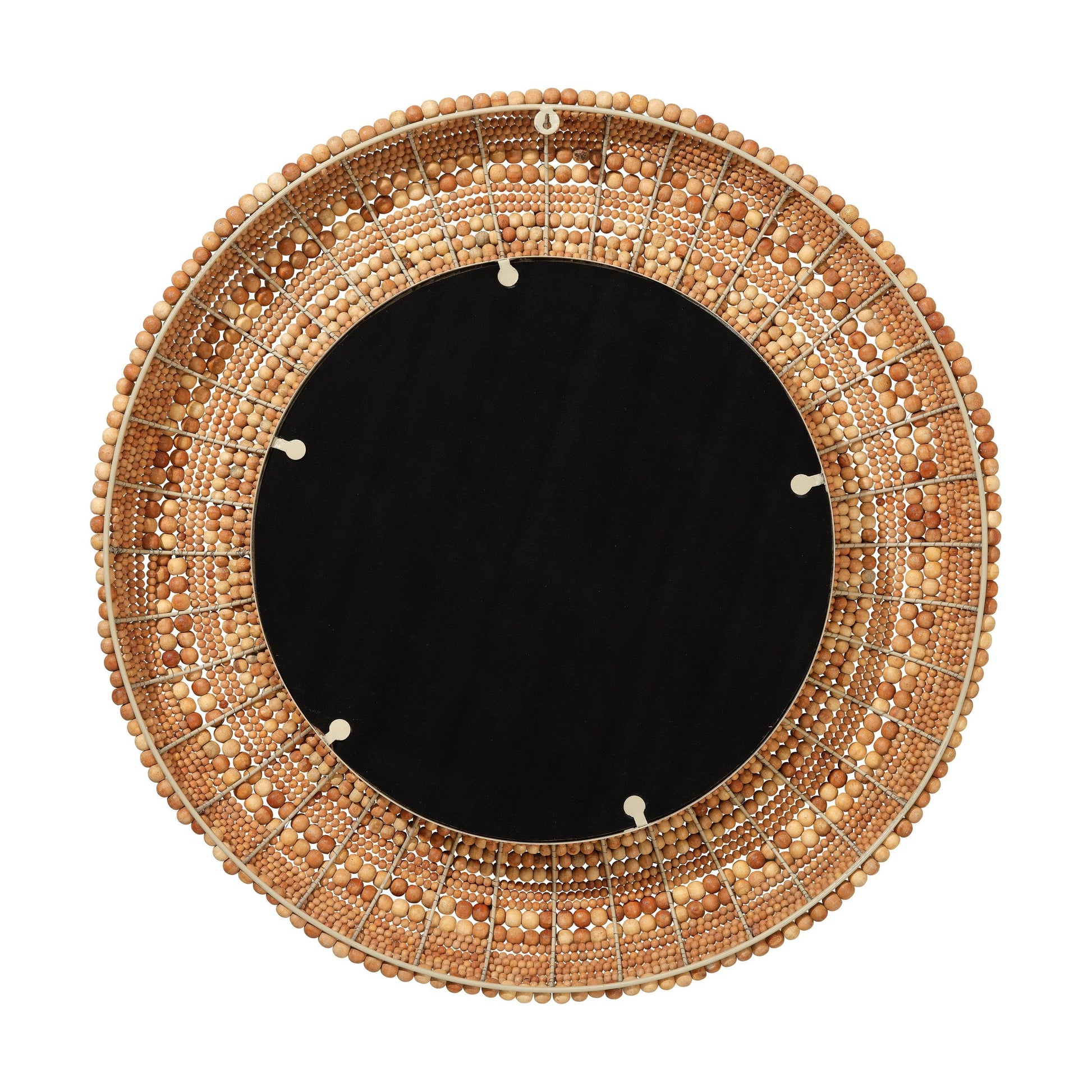 Strand Wood Beaded Round Wall Mirror by Jamie Young