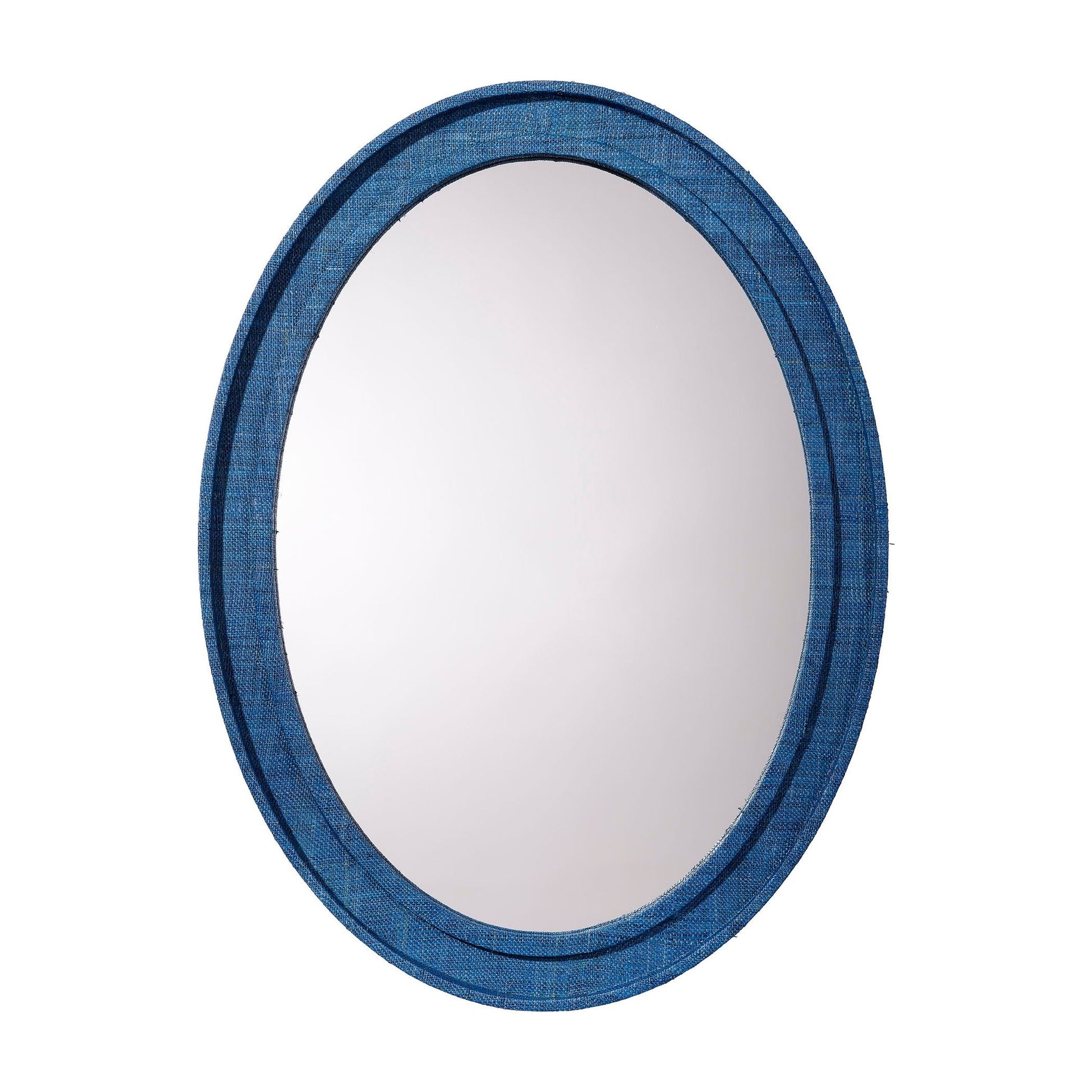 Valley Raffia Oval Wall Mirror Blue by Jamie Young