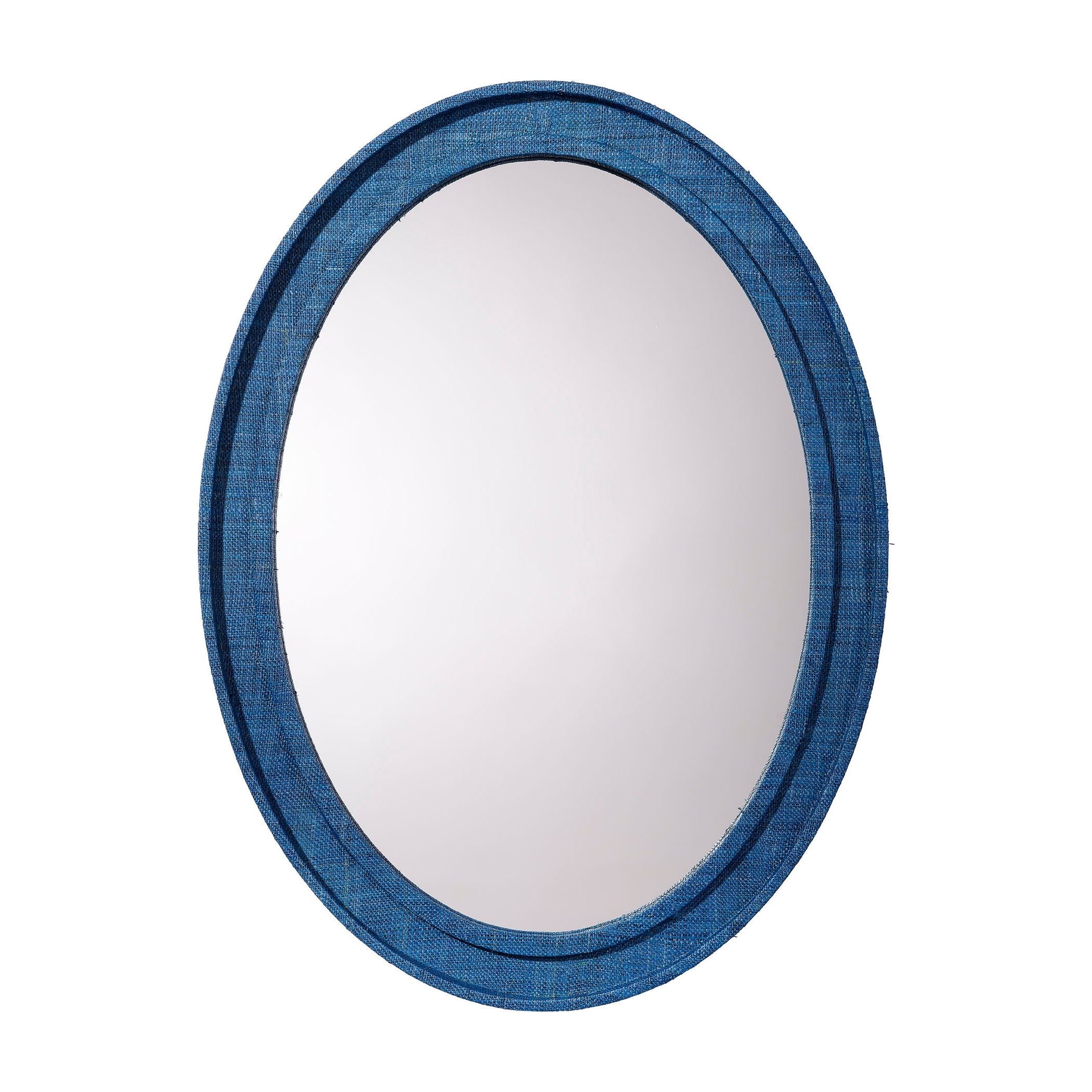 Valley Raffia Oval Wall Mirror Blue by Jamie Young