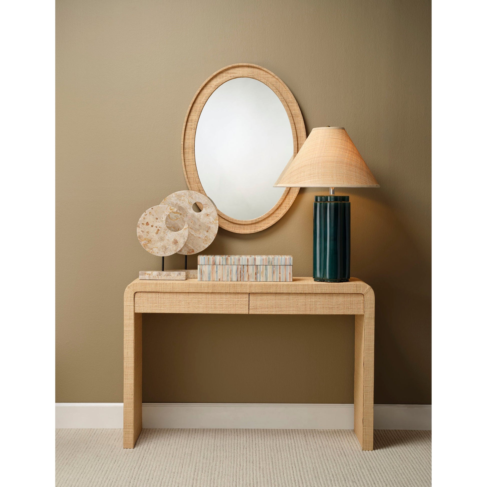 Valley Raffia Oval Wall Mirror by Jamie Young
