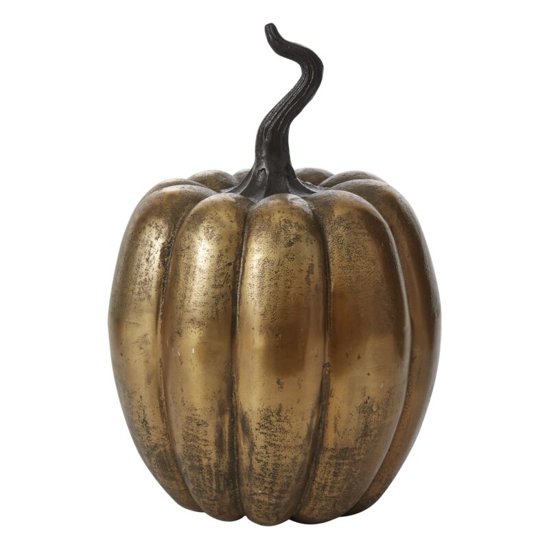 Totem Pumpkin in Antique Gold Aluminum Décor 9.25" x 13.5" by Ivory & Olive