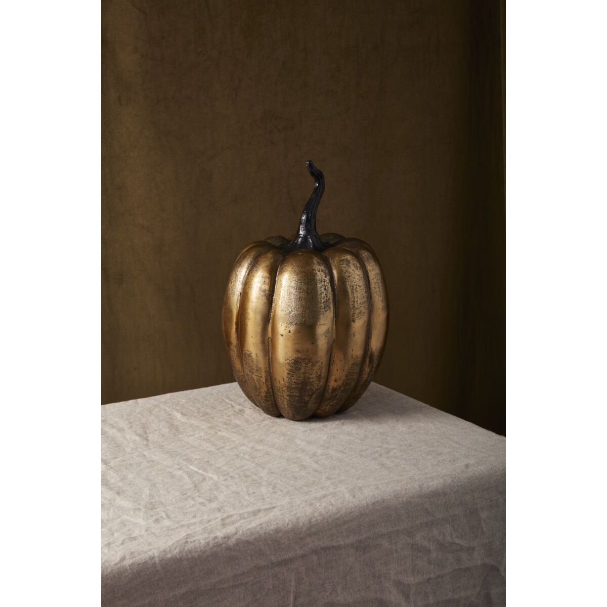 Totem Pumpkin in Antique Gold Aluminum Décor 9.25" x 13.5" by Ivory & Olive