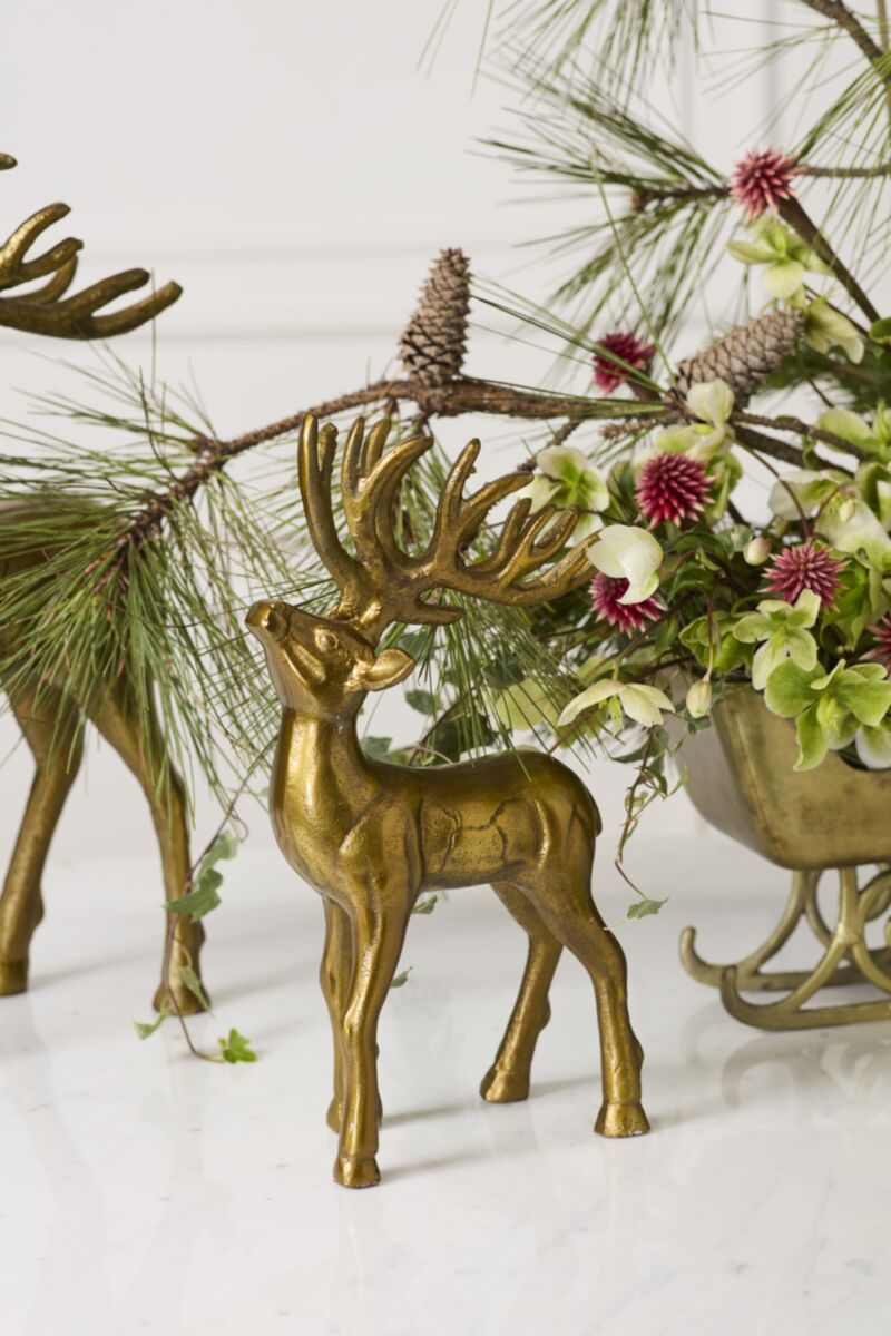Winter Sleigh Deer – Antique Gold