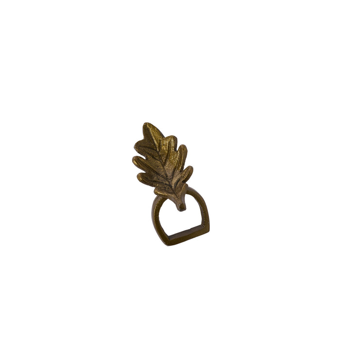English Oak Napkin Ring in the oak leaf motif, gold cast aluminum