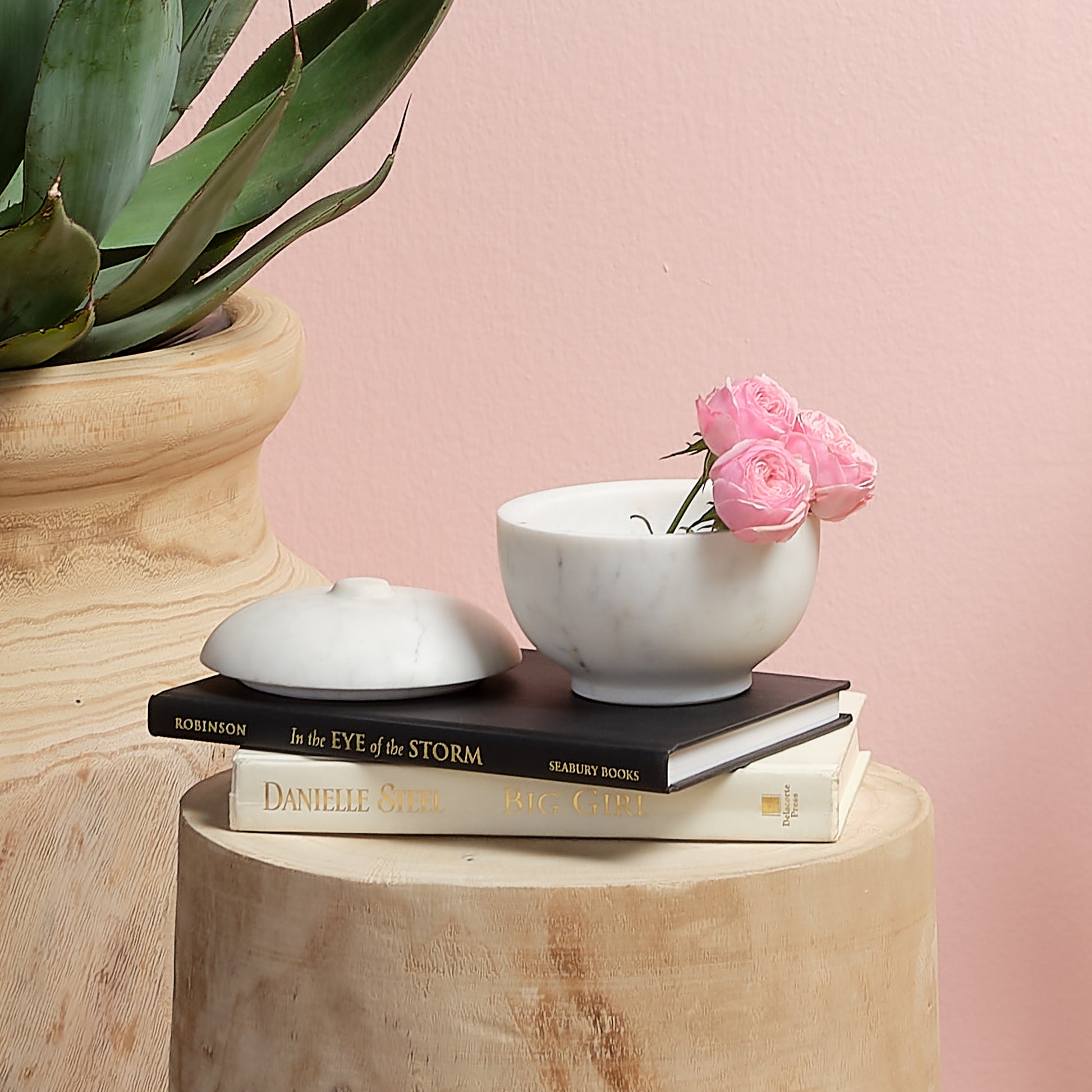 Bennett Marble Storage Bowl w/ Lid by Jamie Young