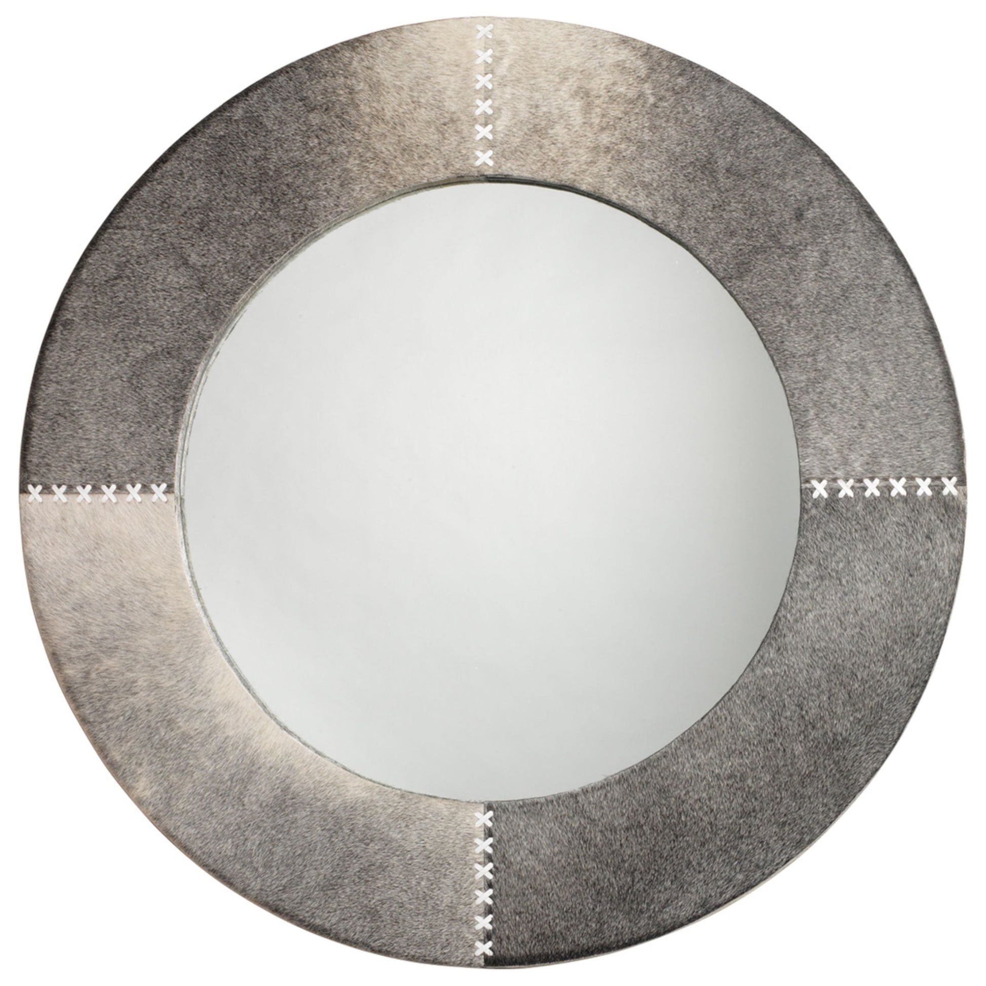 Round Cross Stitch Round Wall Mirror Grey by Jamie Young