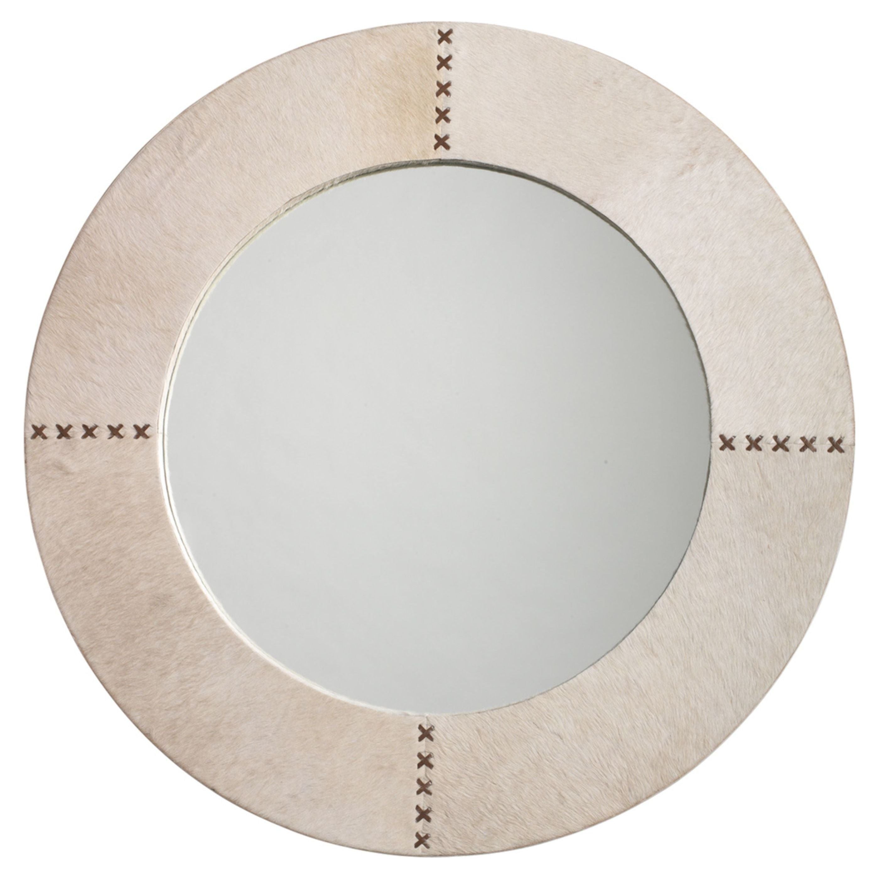 Round Cross Stitch Round Wall Mirror White by Jamie Young
