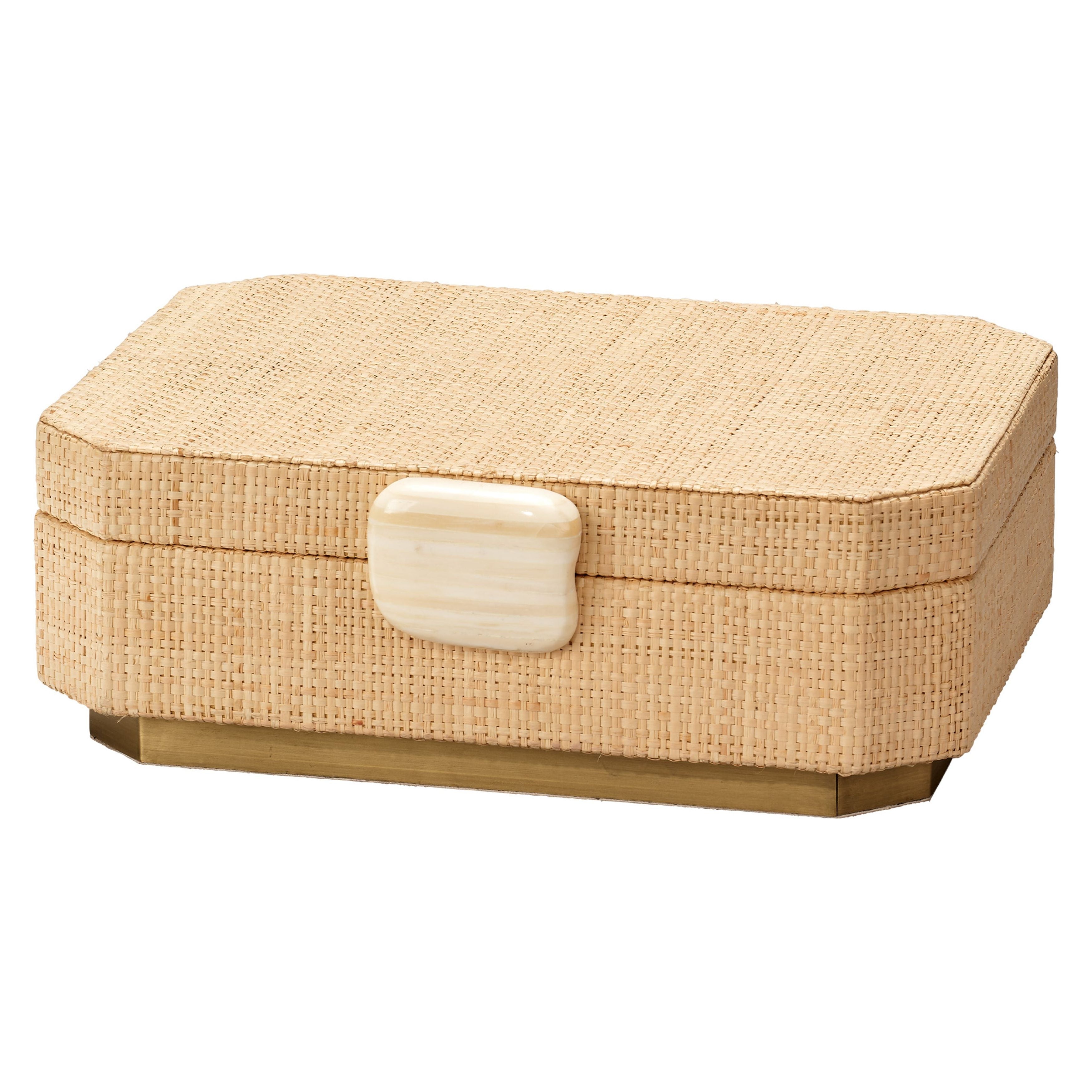 Eden Raffia Decorative Box Natural by Jamie Young