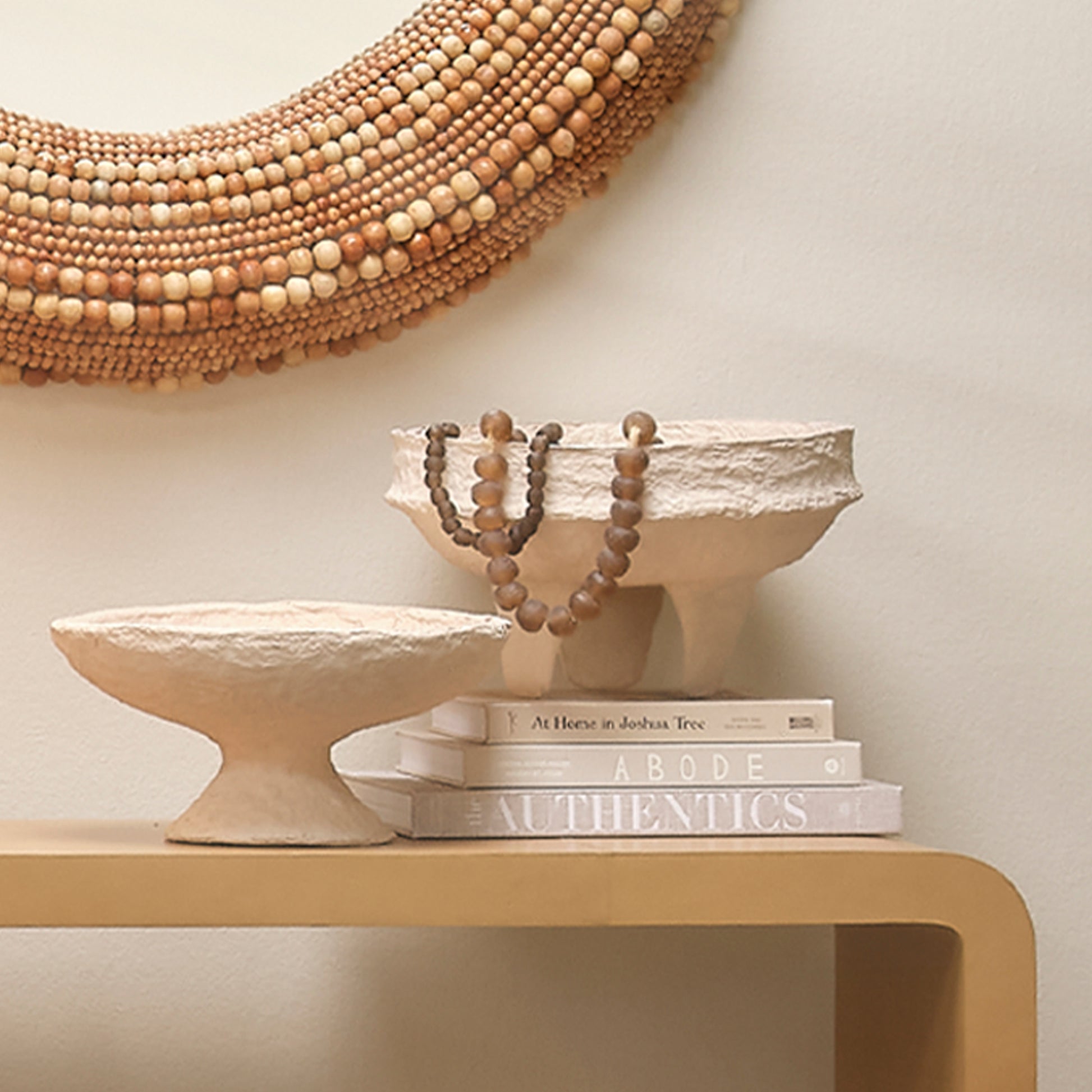 Field Cotton Mache Low Decorative Bowl, Cream by Jamie Young