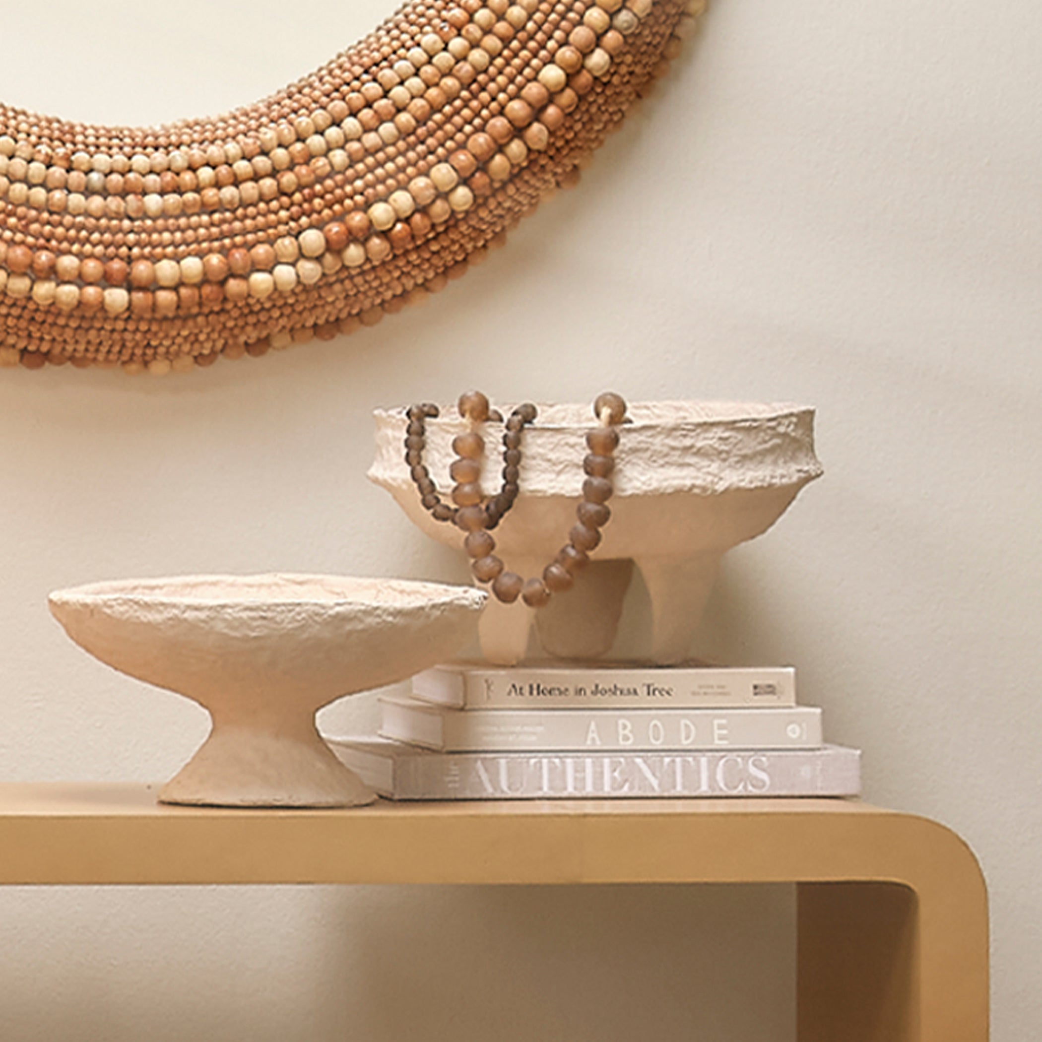 Field Cotton Mache Low Decorative Bowl, Cream by Jamie Young