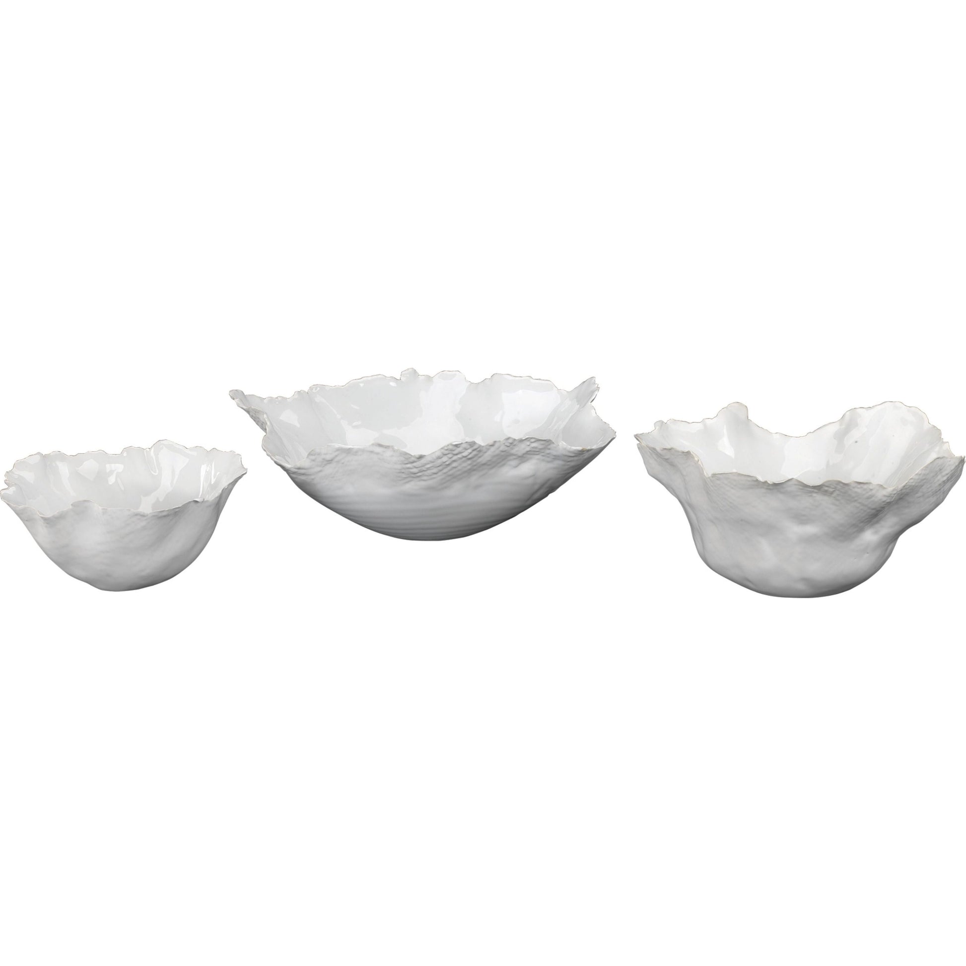 Fleur Ceramic Decorative Bowls (Set of 3), White by Jamie Young
