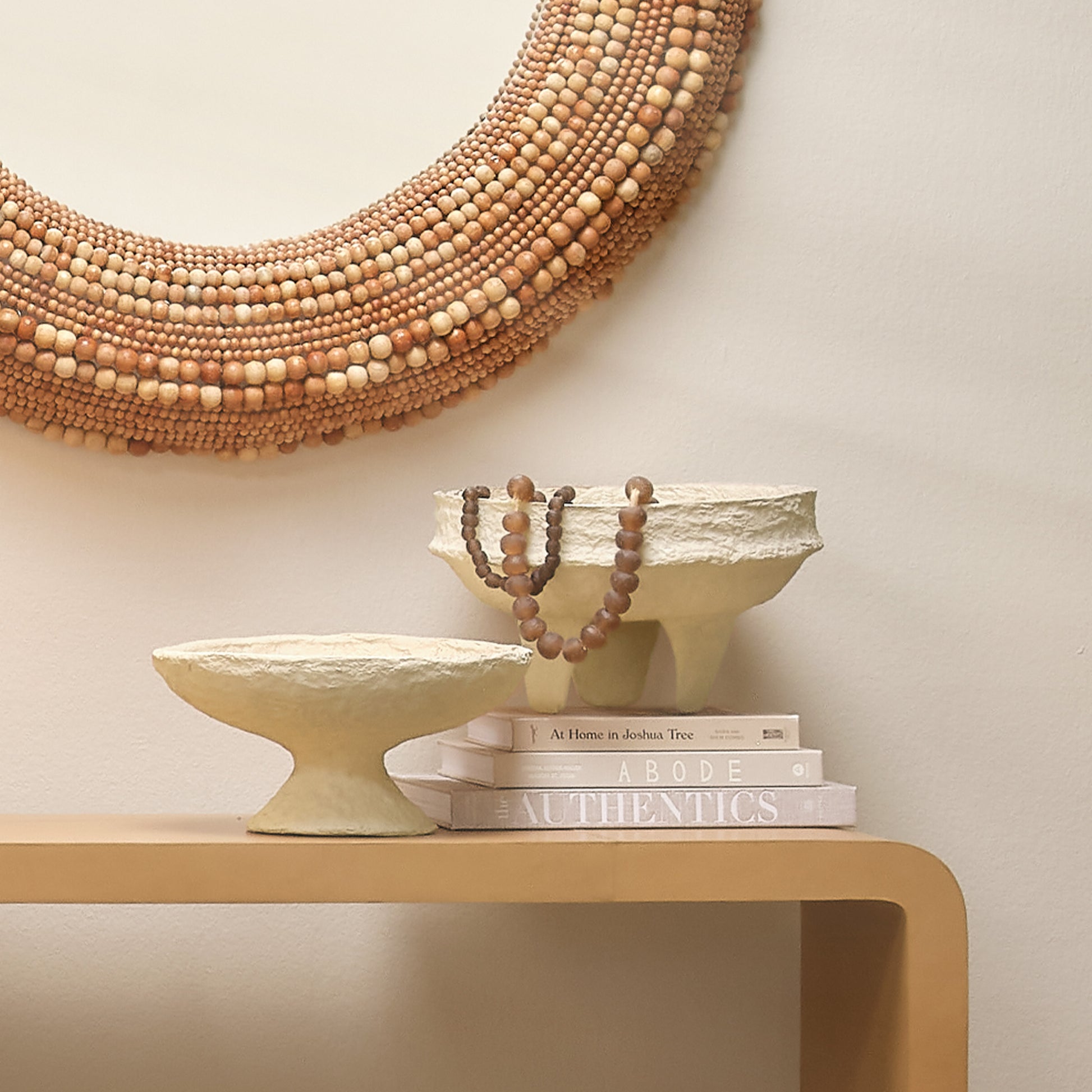 Garden Cotton Mache Pedestal Decorative Bowl, Cream by Jamie Young