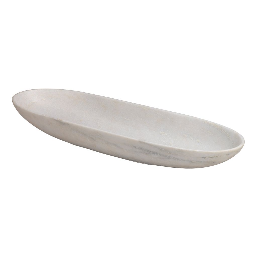 Long Oval Marble Bowl White by Jamie Young