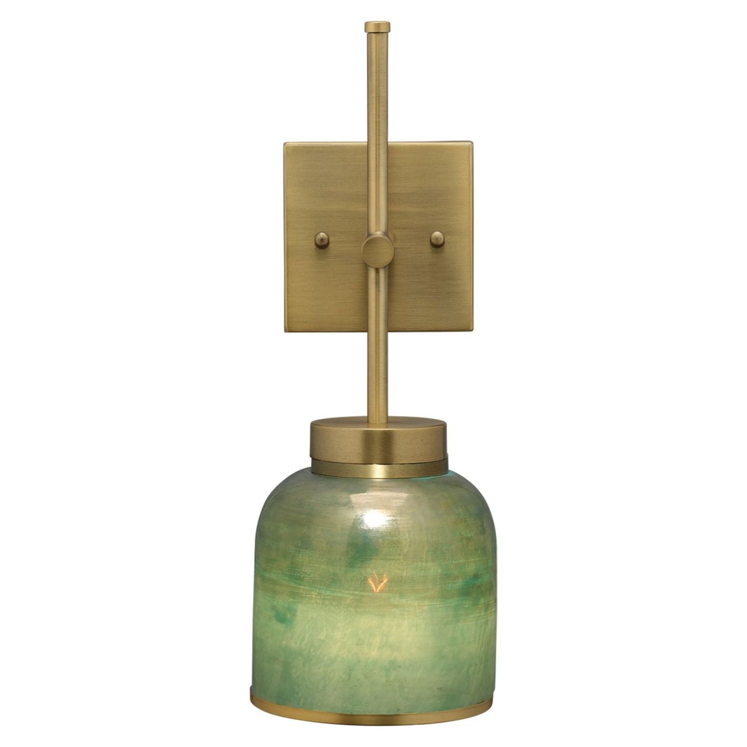 Vapor Single Sconce, Antique Brass and Aqua Metallic Glass by Jamie Young