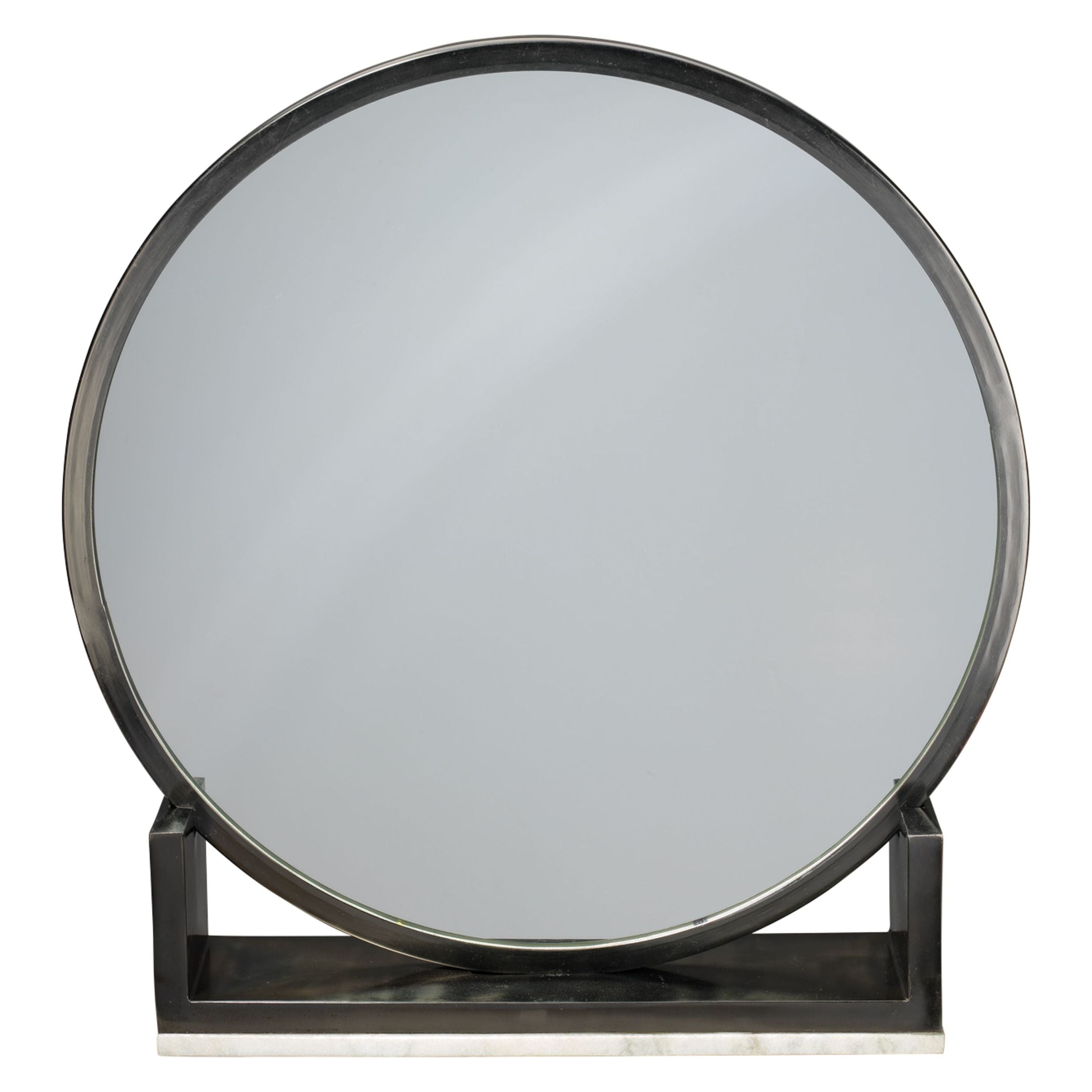 Odyssey Decorative Round Table Mirror Antique Black by Jamie Young