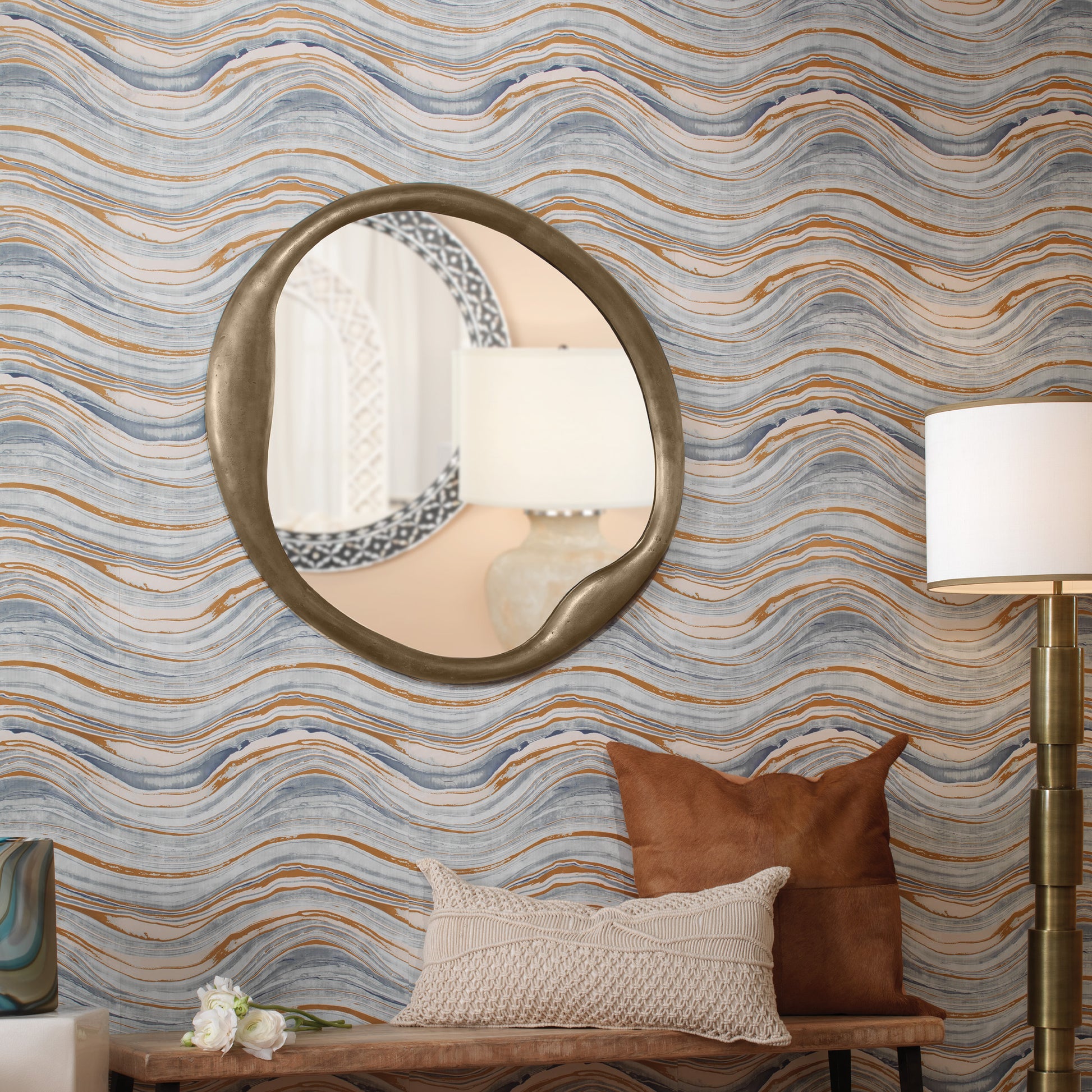 Organic Metal Round Wall Mirror by Jamie Young