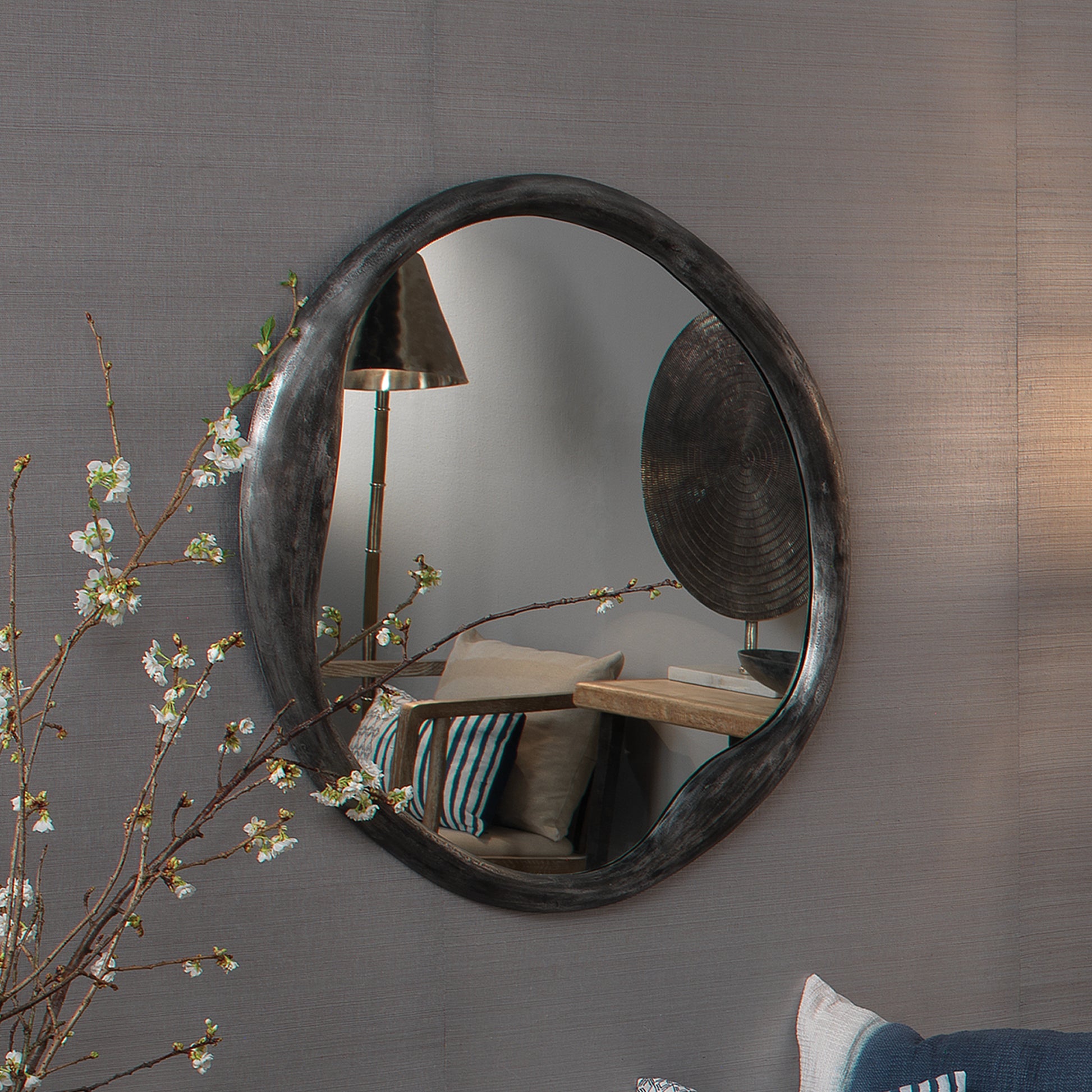 Organic Metal Round Wall Mirror by Jamie Young