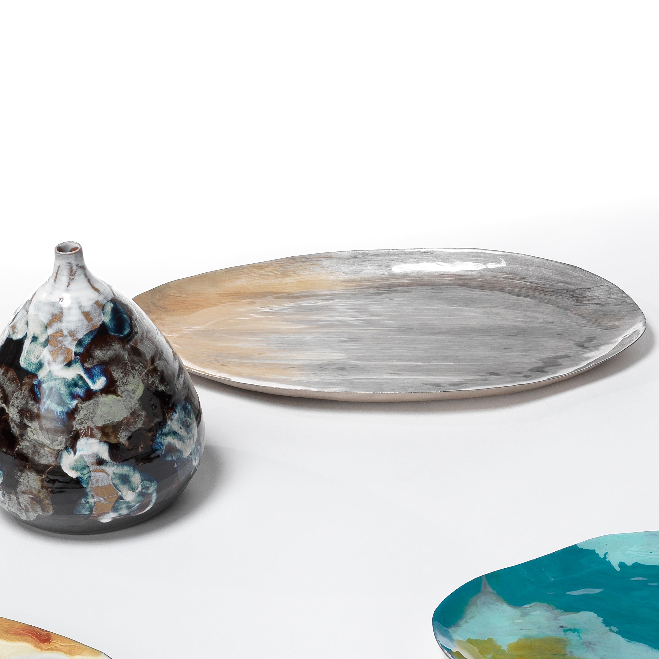 Palette Oval Decorative Tray, Grey by Jamie Young