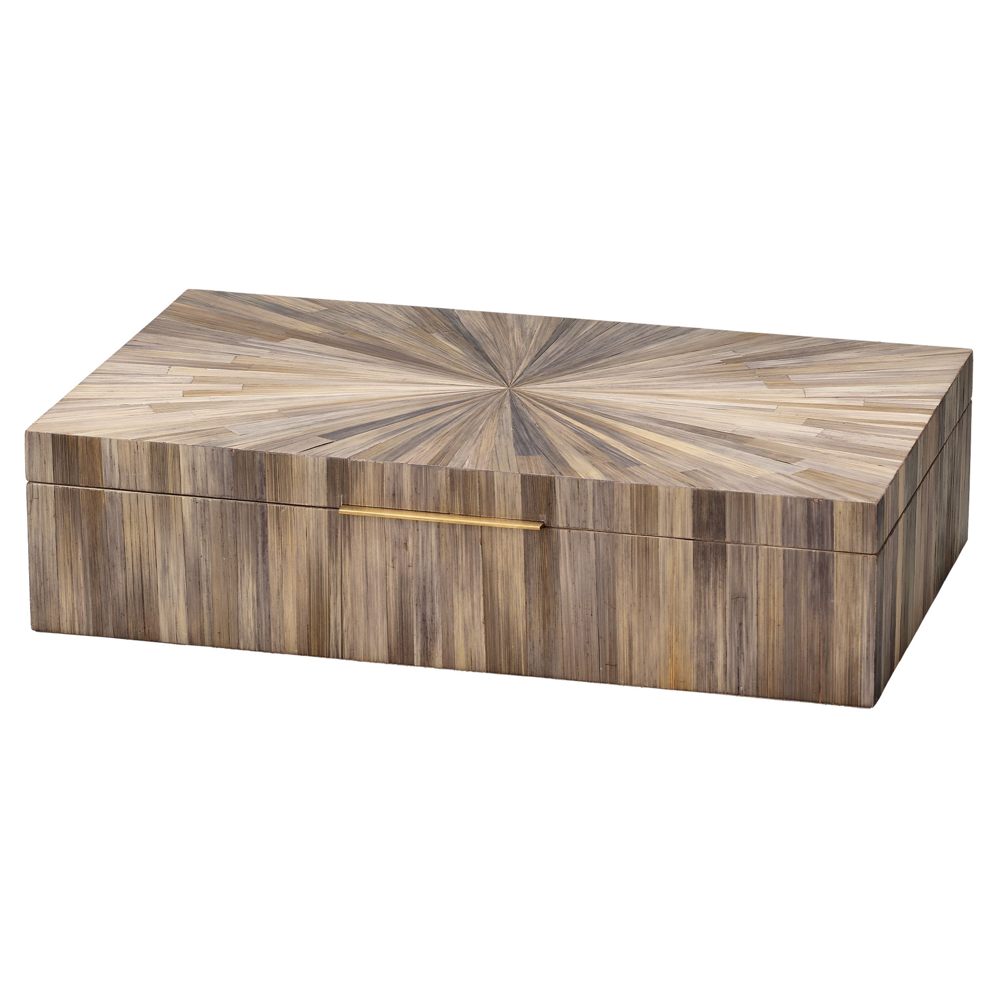 Palm Marquetry Decorative Box Grey by Jamie Young