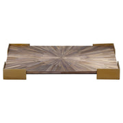 Palm Marquetry Decorative Tray Grey by Jamie Young