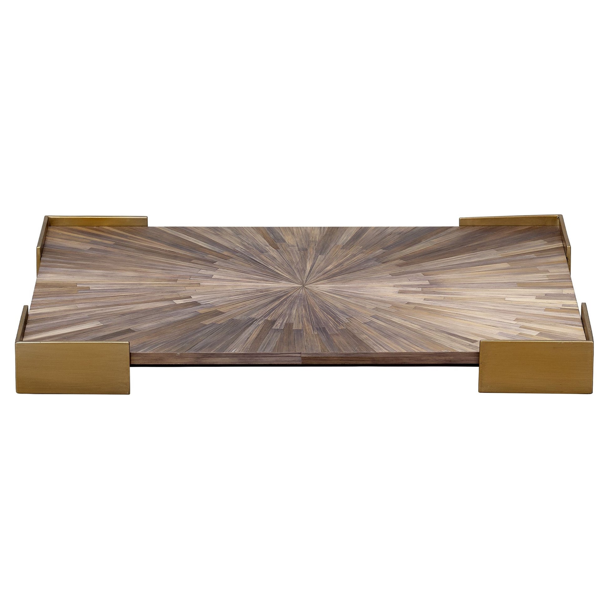 Palm Marquetry Decorative Tray Grey by Jamie Young
