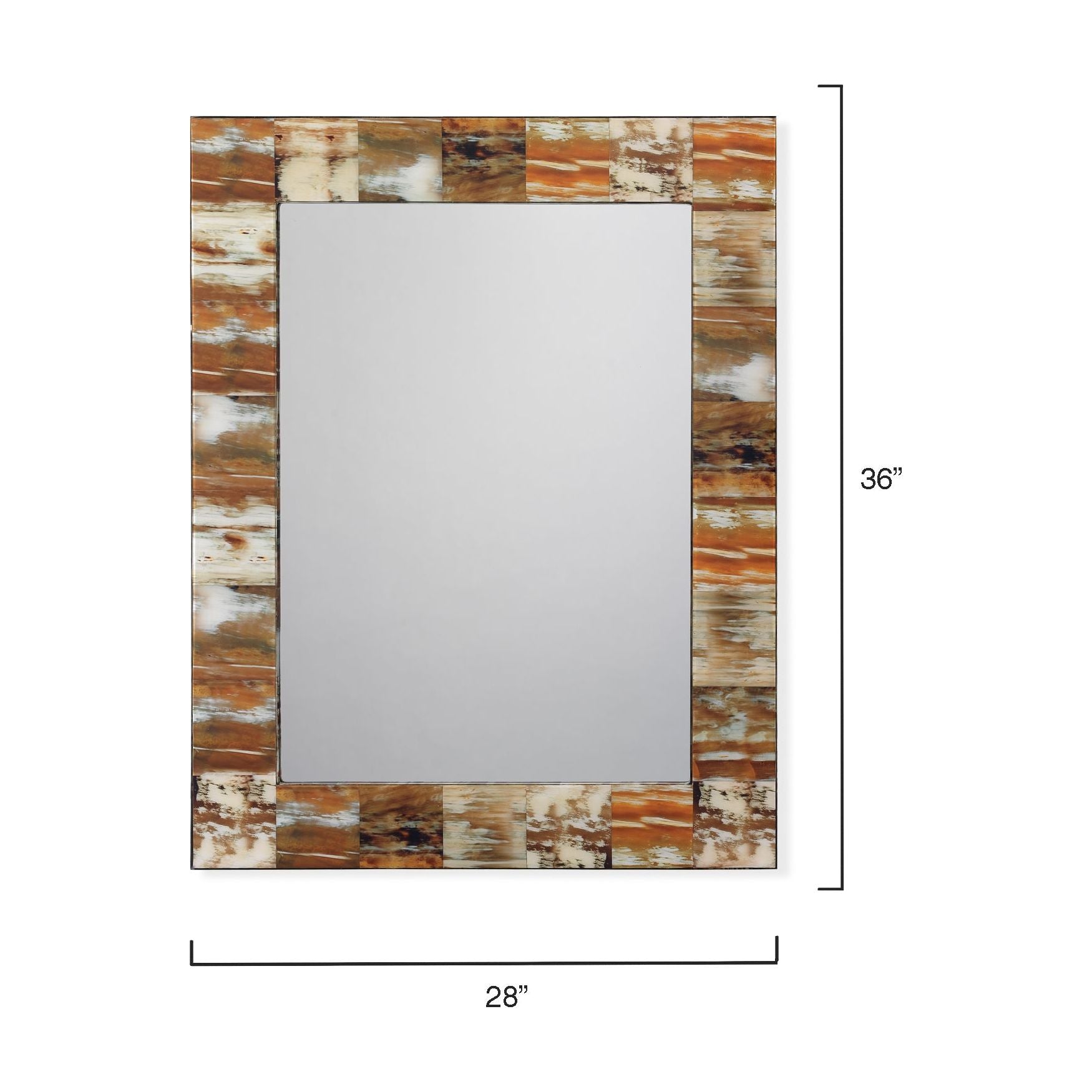 Medium Rectangular Wall Rectangle Mirror in Natural Faux Horn by Jamie Young