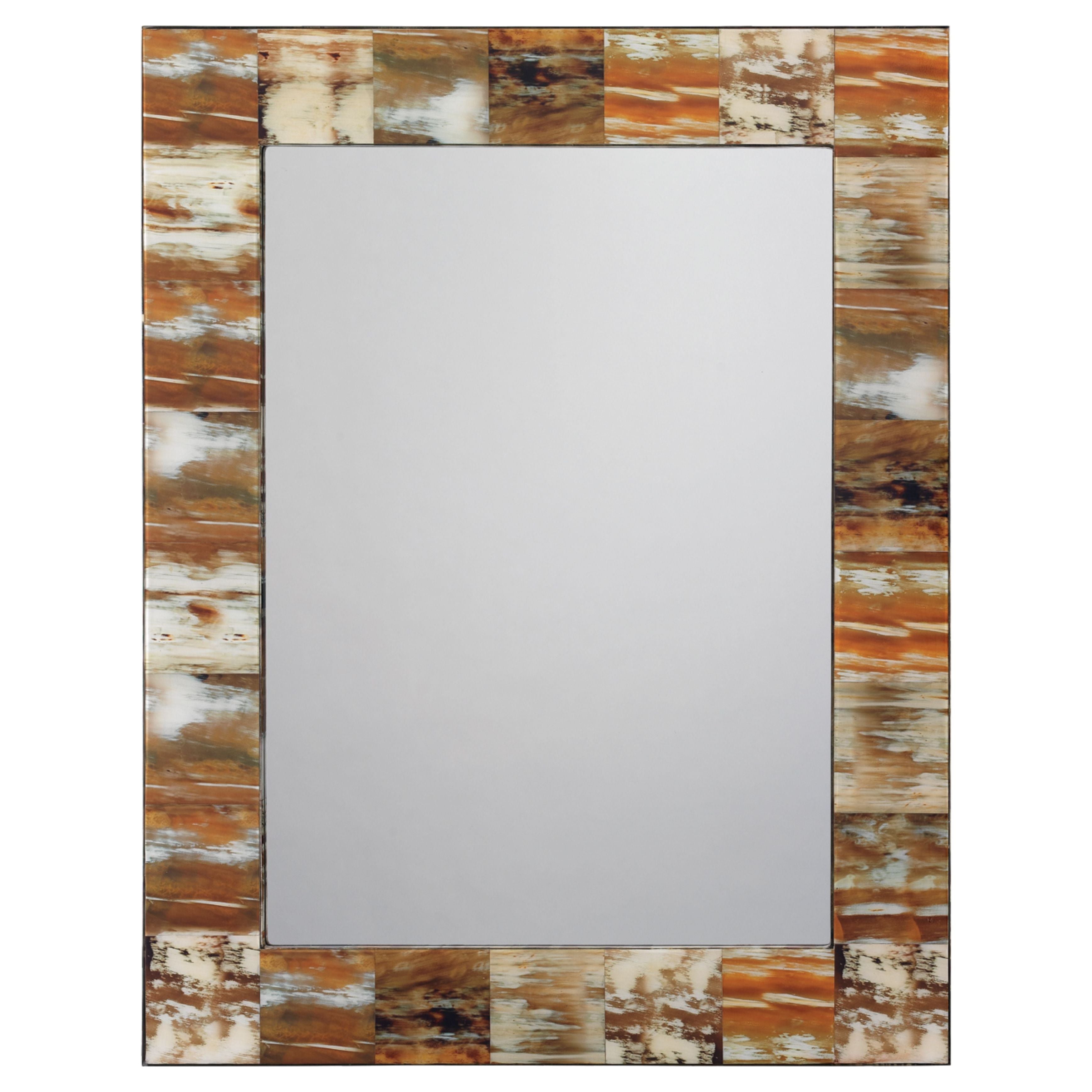 Medium Rectangular Wall Rectangle Mirror in Natural Faux Horn by Jamie Young