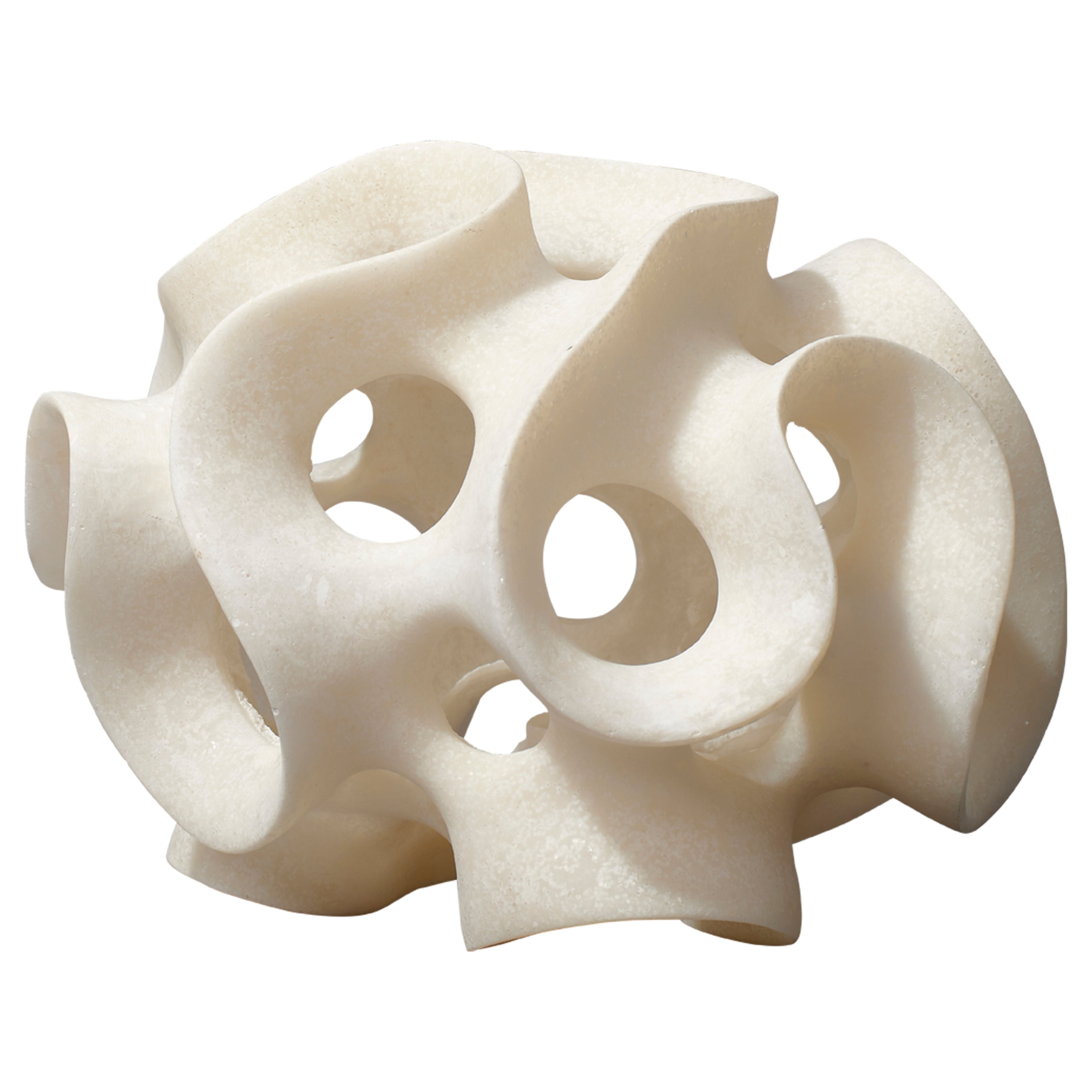 Ribbon Resin Decorative Sphere White by Jamie Young